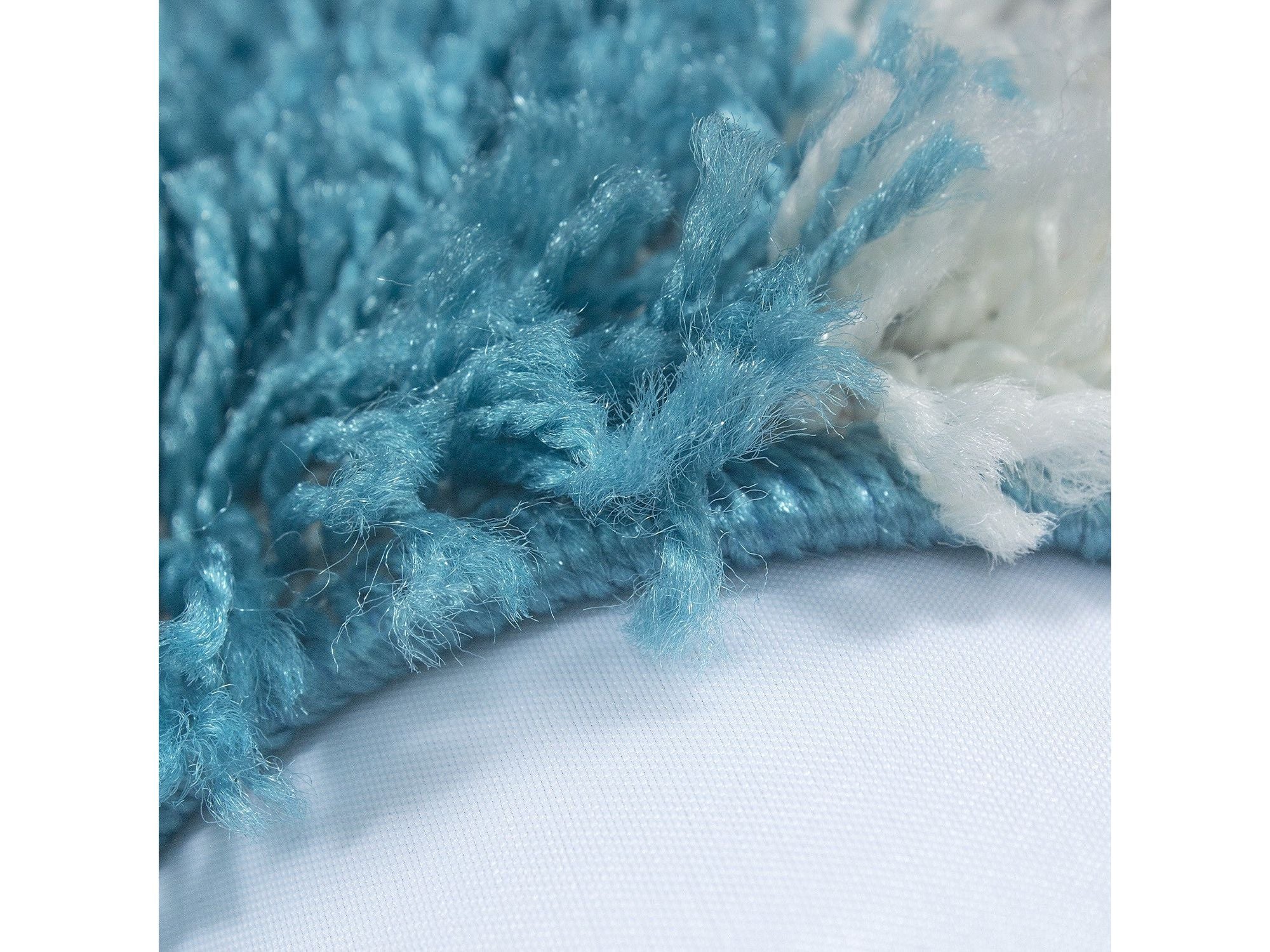 Hochflor Langflor Wohnzimmer Shaggy Teppich kariert Türkis Weiss Grau