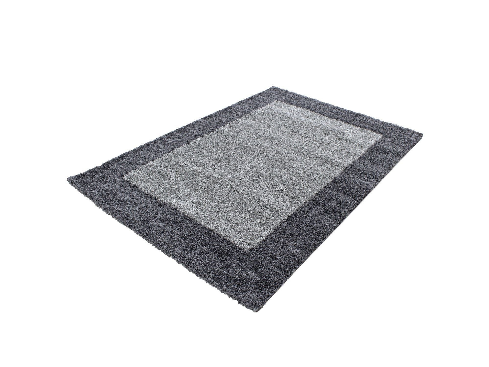 Hochflor Langflor Wohnzimmer Shaggy Teppich 2 Farbig Florhöhe 3cm Grau Hellgrau