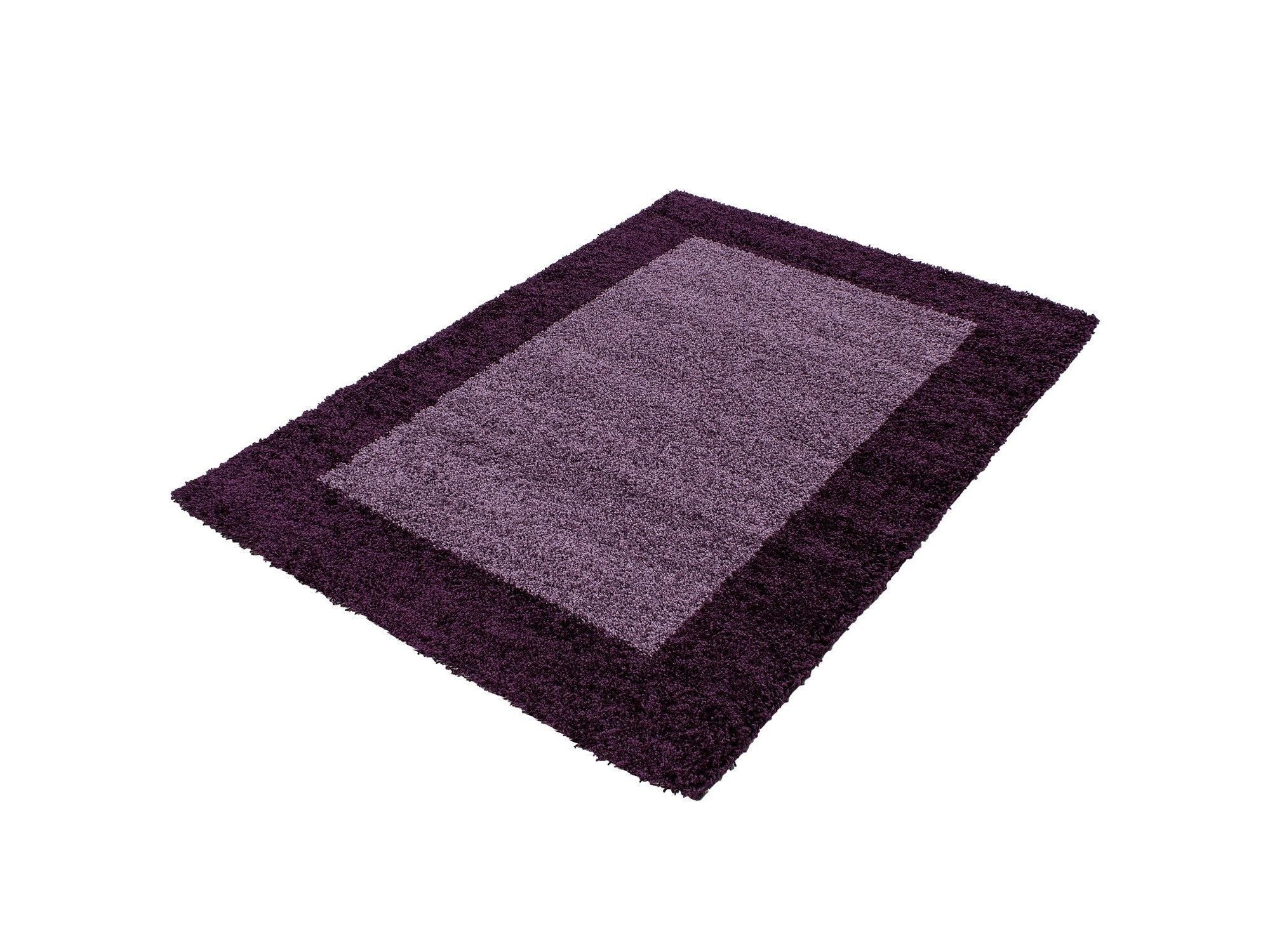 Hochflor Langflor Wohnzimmer Shaggy Teppich 2 Farbig Florhöhe 3cm Lila Violett
