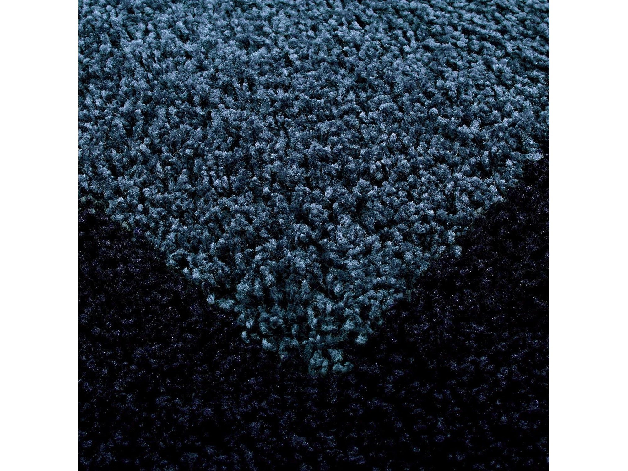 Hochflor Langflor Wohnzimmer Shaggy Teppich 2 Farbig Florhöhe 3cm Navy Blau