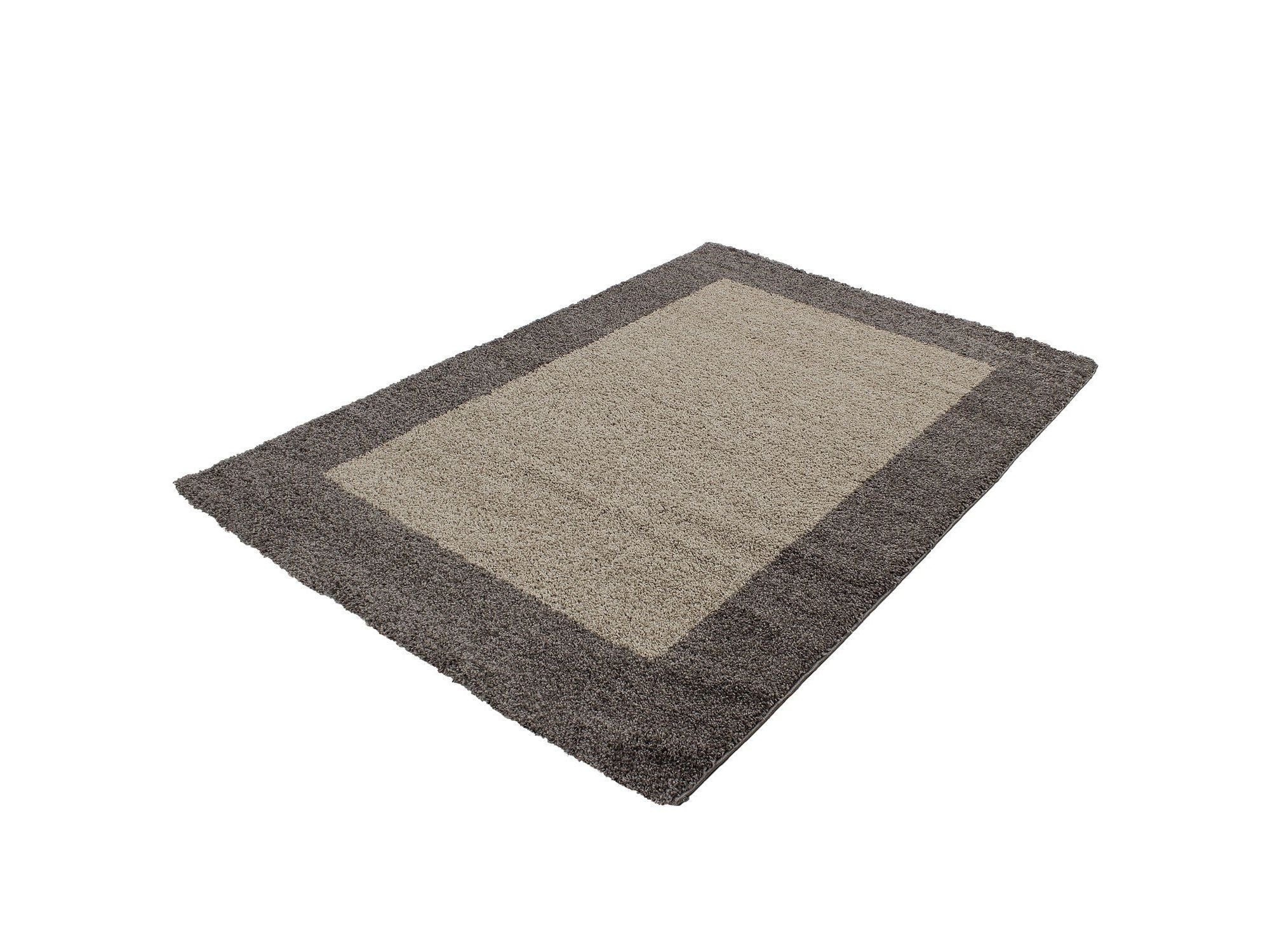 Hochflor Langflor Wohnzimmer Shaggy Teppich 2 Farbig Florhöhe 3cm Taupe Mocca