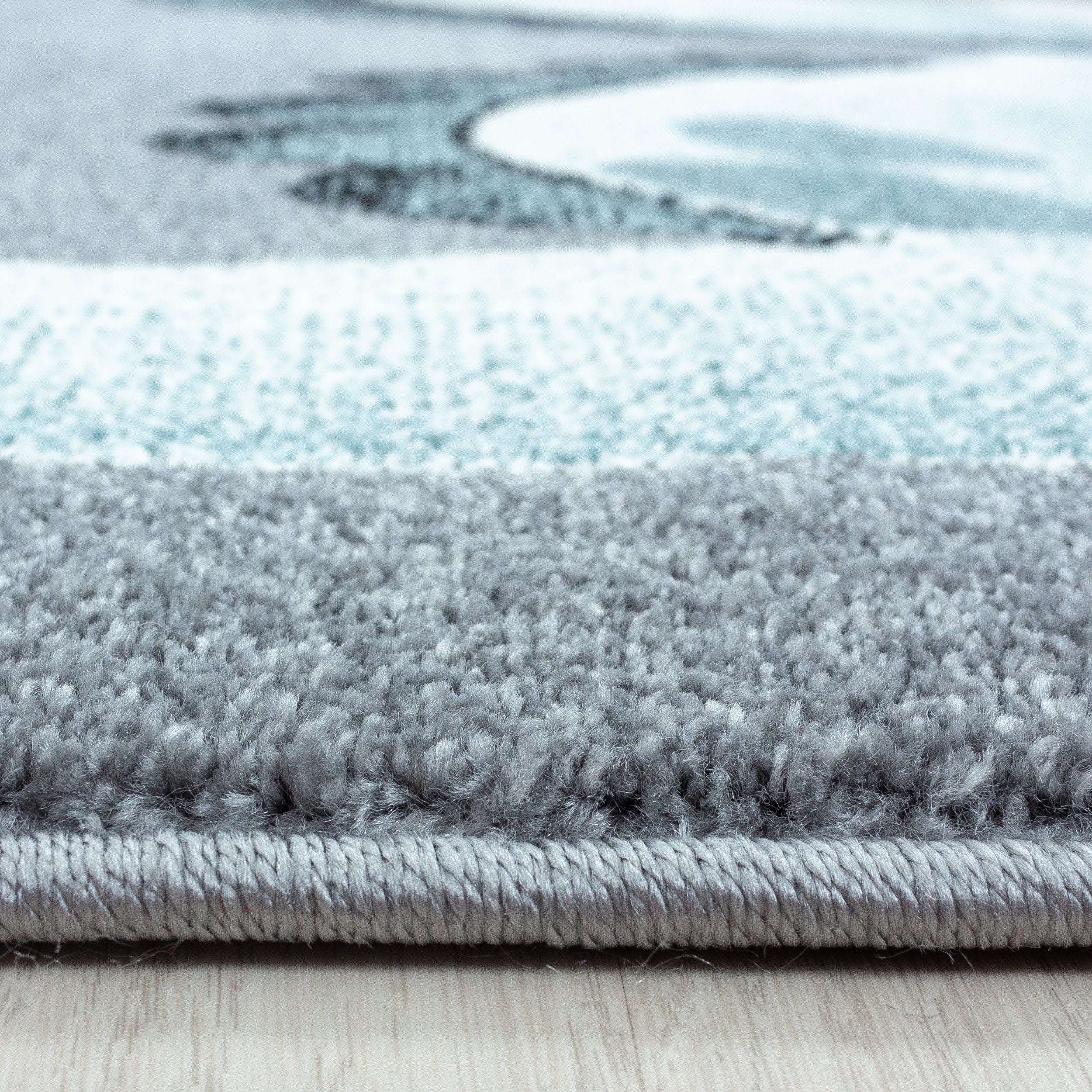 Kinderteppiche, Dinosaurier Design, Farbe Blau, Teppich für Kinderzimmer, Rücken aus Jute