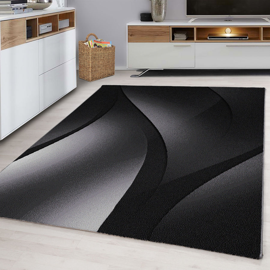 Plus Kurzflorteppich in Schwarz mit Ombre-Effekt