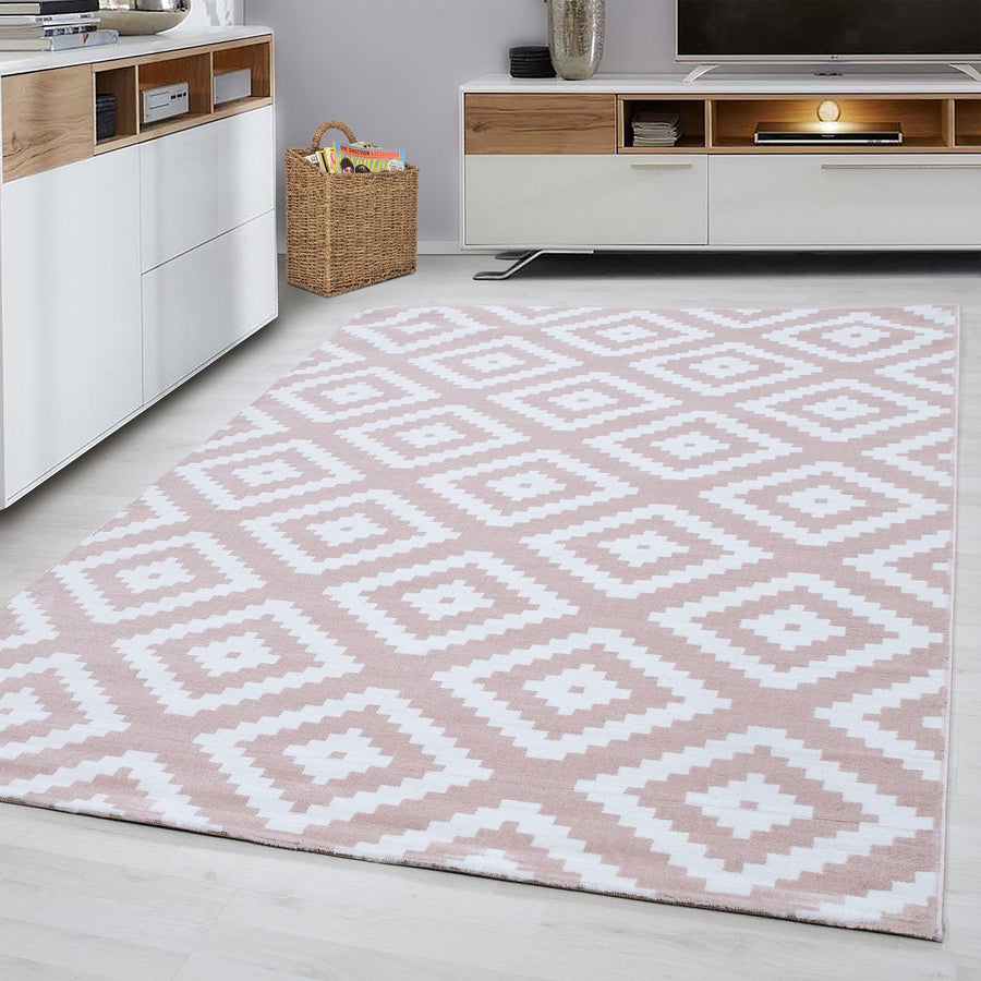 Plus Geometrischer Kurzflorteppich in Pink