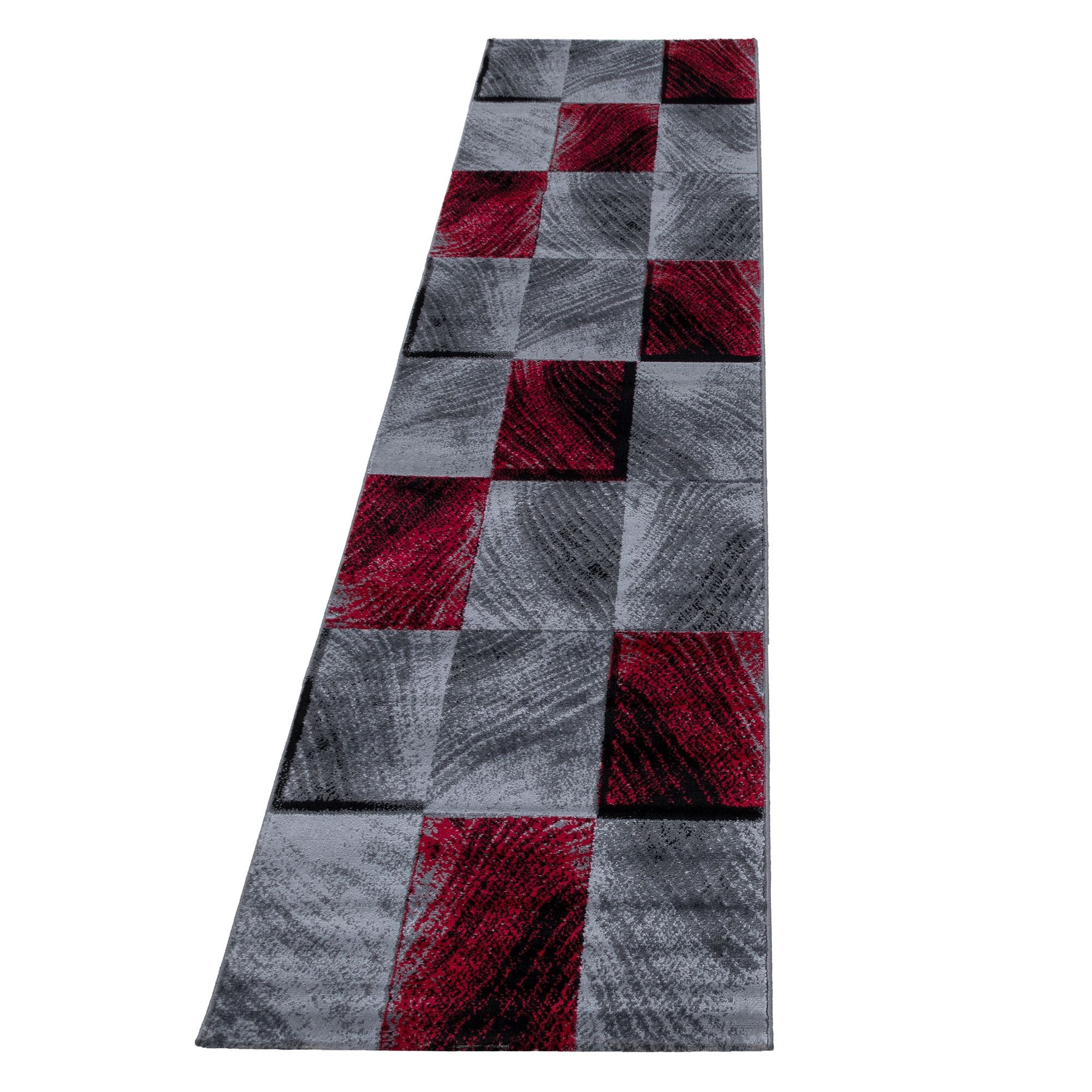 Kurzflorteppiche, Kariert Design, Farbe Rot, Teppich für Wohnzimmer, Rücken aus Jute