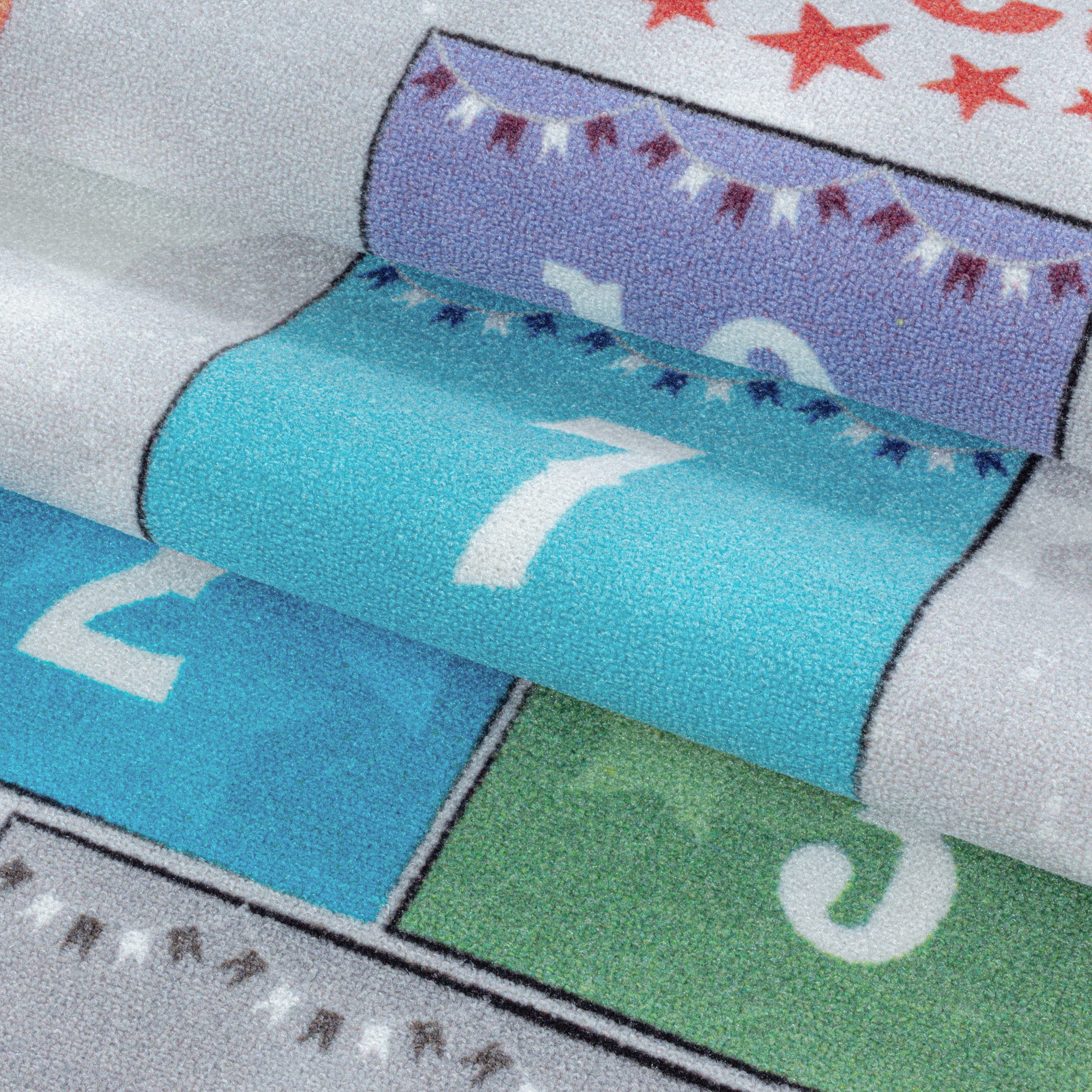 Kinderteppiche, Himmel und Hölle, Farbe Grau, Teppich für Kinderzimmer, Rücken aus Latex