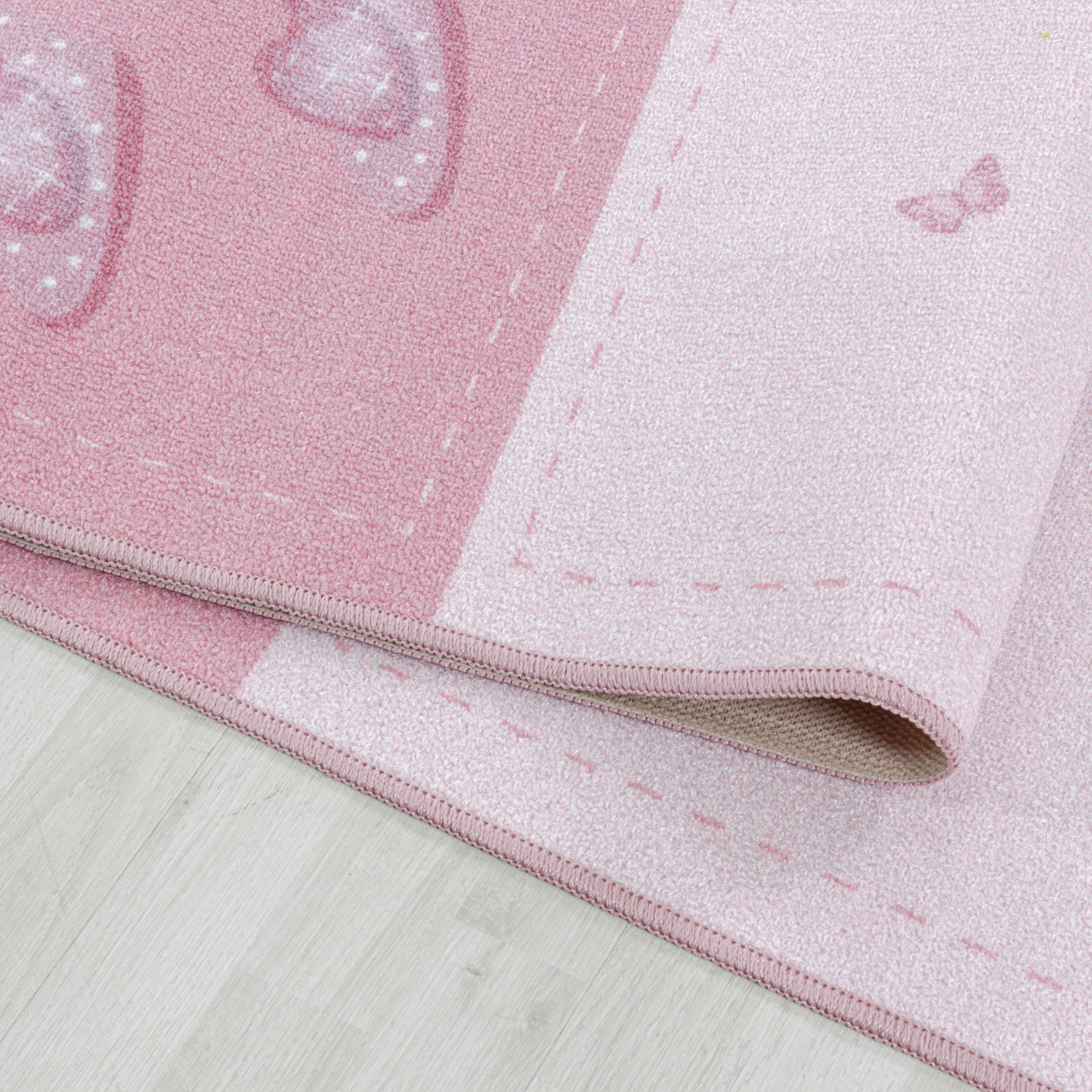 Kinderteppiche, Prinzessin-Design, Farbe Pink, Teppich für Kinderzimmer, Rücken aus Latex