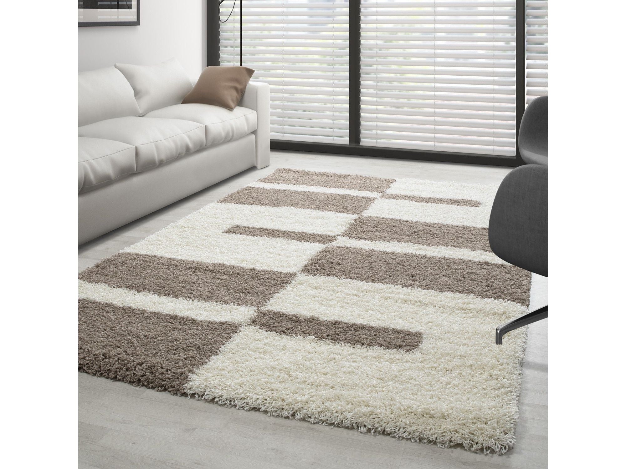 Hochflor Langflor Wohnzimmer GALA Shaggy Teppich Florhöhe 3cm Beige-Creme