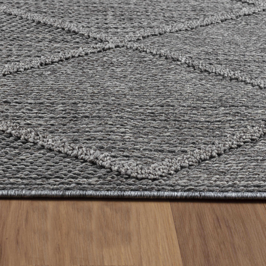 Outdoorteppiche, Berber Design, Farbe Grau, Teppich für Terasse-Balkon-Küche, Rücken aus Polypropylen