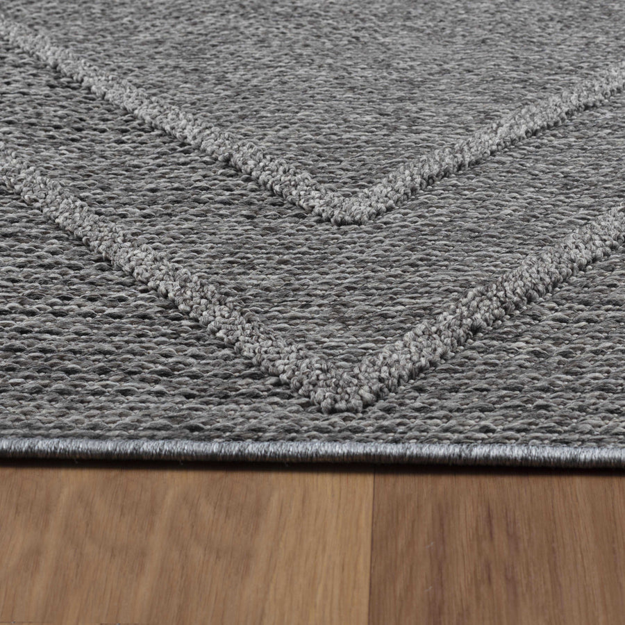 Grauer Boho Teppich für Outdoor | Patara Serie aus Polypropylen