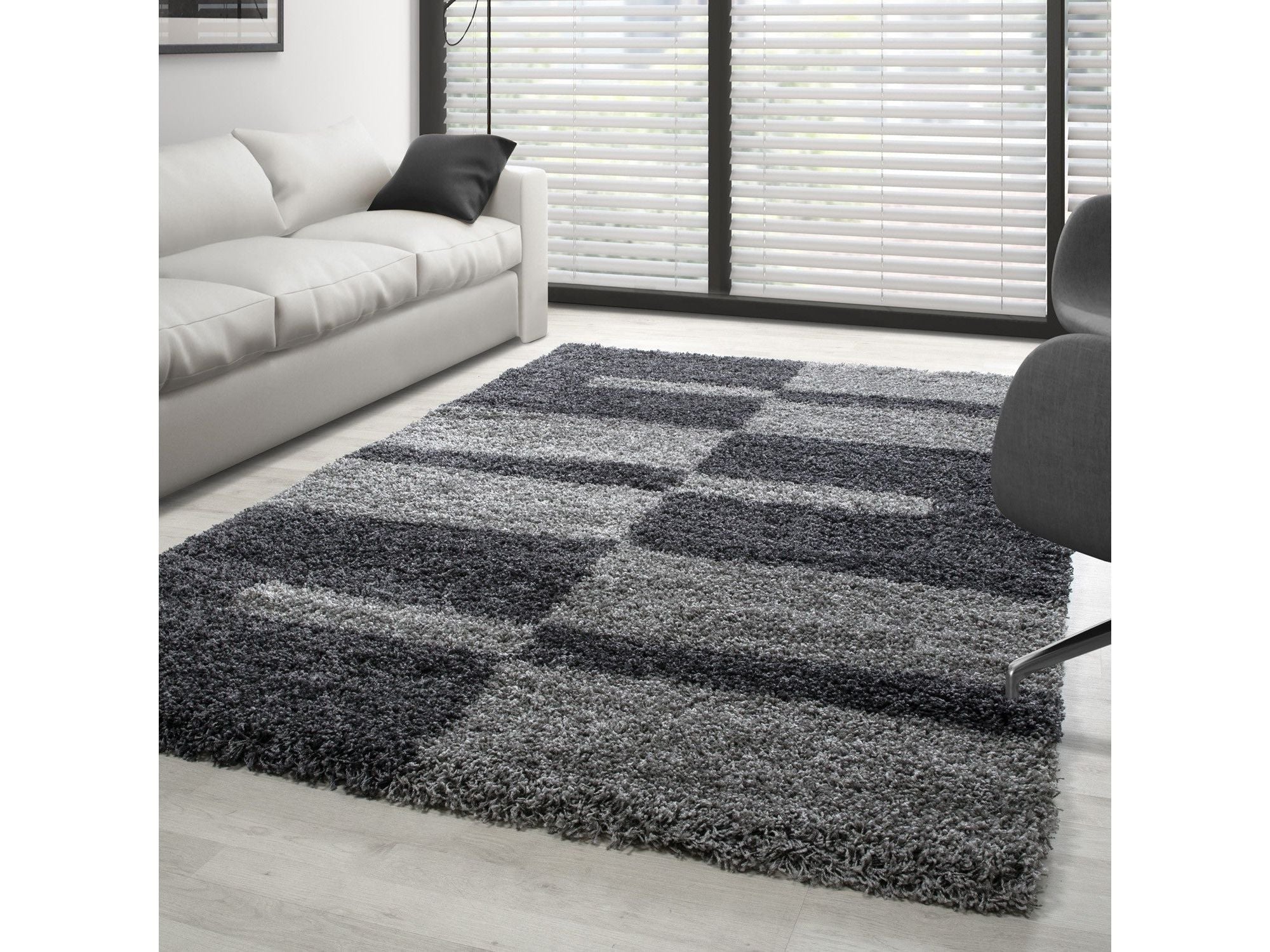 Hochflor Langflor Wohnzimmer GALA Shaggy Teppich Florhöhe 3cm Grau-Hellgrau