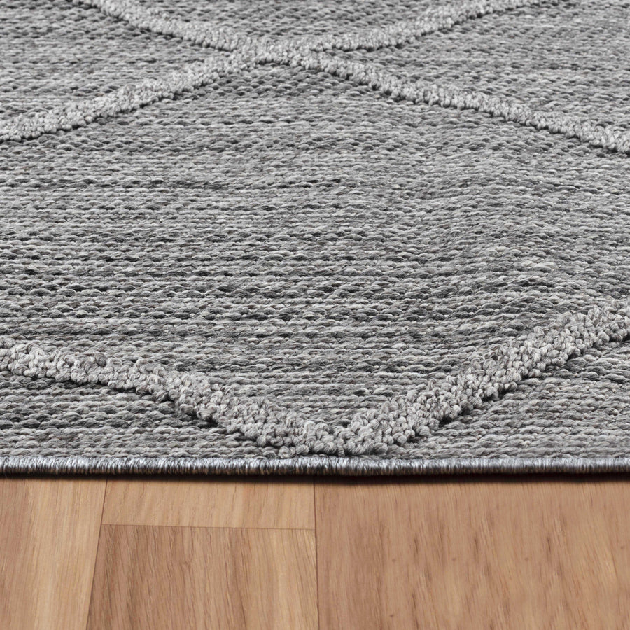 Patara Outdoorteppich Grau | Boho Design für Balkon & Terrasse