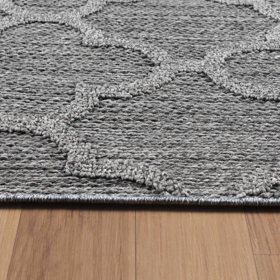 Outdoorteppiche, Skandinavisches Design, Farbe Grau, Teppich für Terasse-Balkon-Küche, Rücken aus Polypropylen
