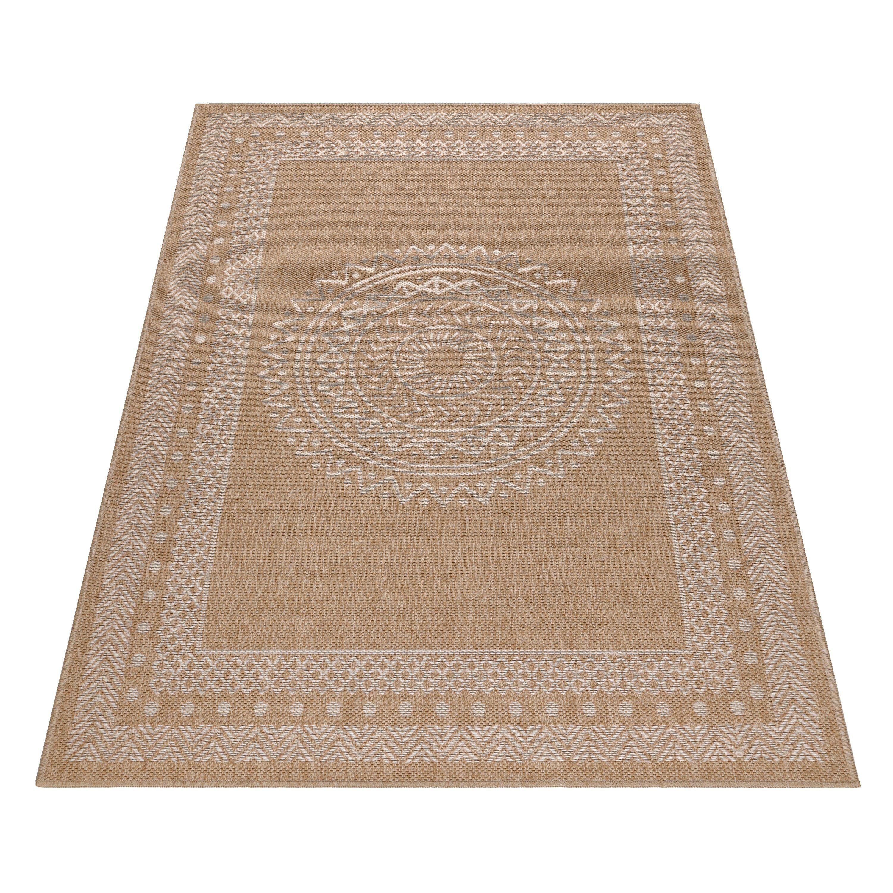 Outdoorteppiche, Vintage Design, Farbe Beige, Teppich für Terasse-Balkon-Küche, Rücken aus Polypropylen