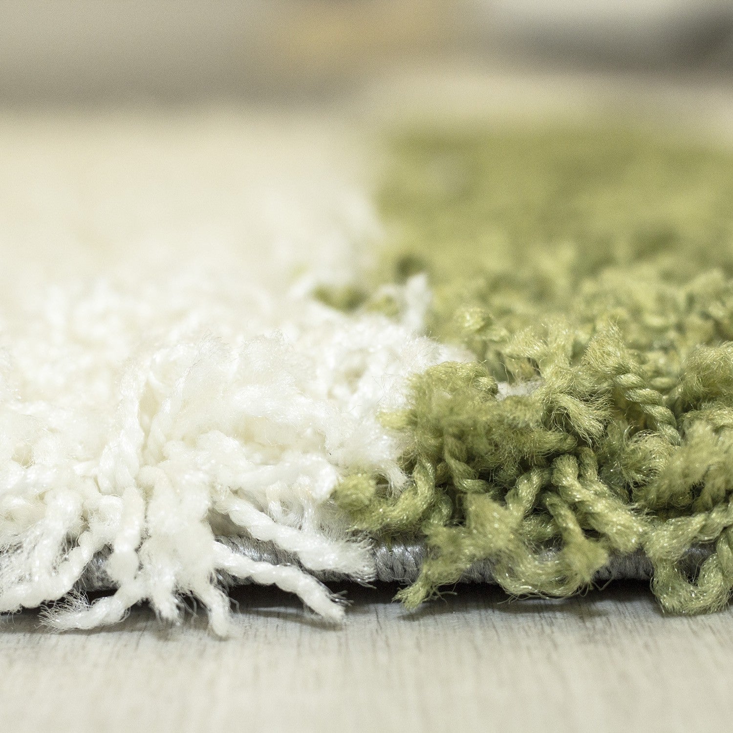 Hochflor Langflor Wohnzimmer Shaggy Teppich Florhöhe 3cm Grau-Weiss-Grün