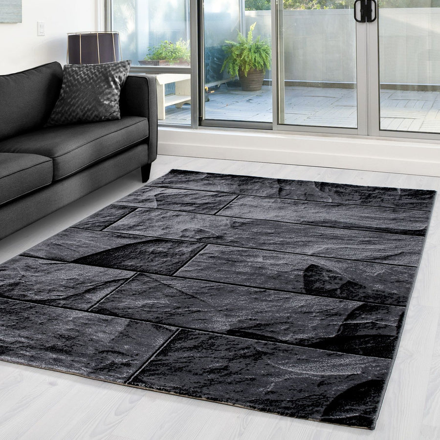 Parma Steindesign Kurzflorteppich in Schwarz