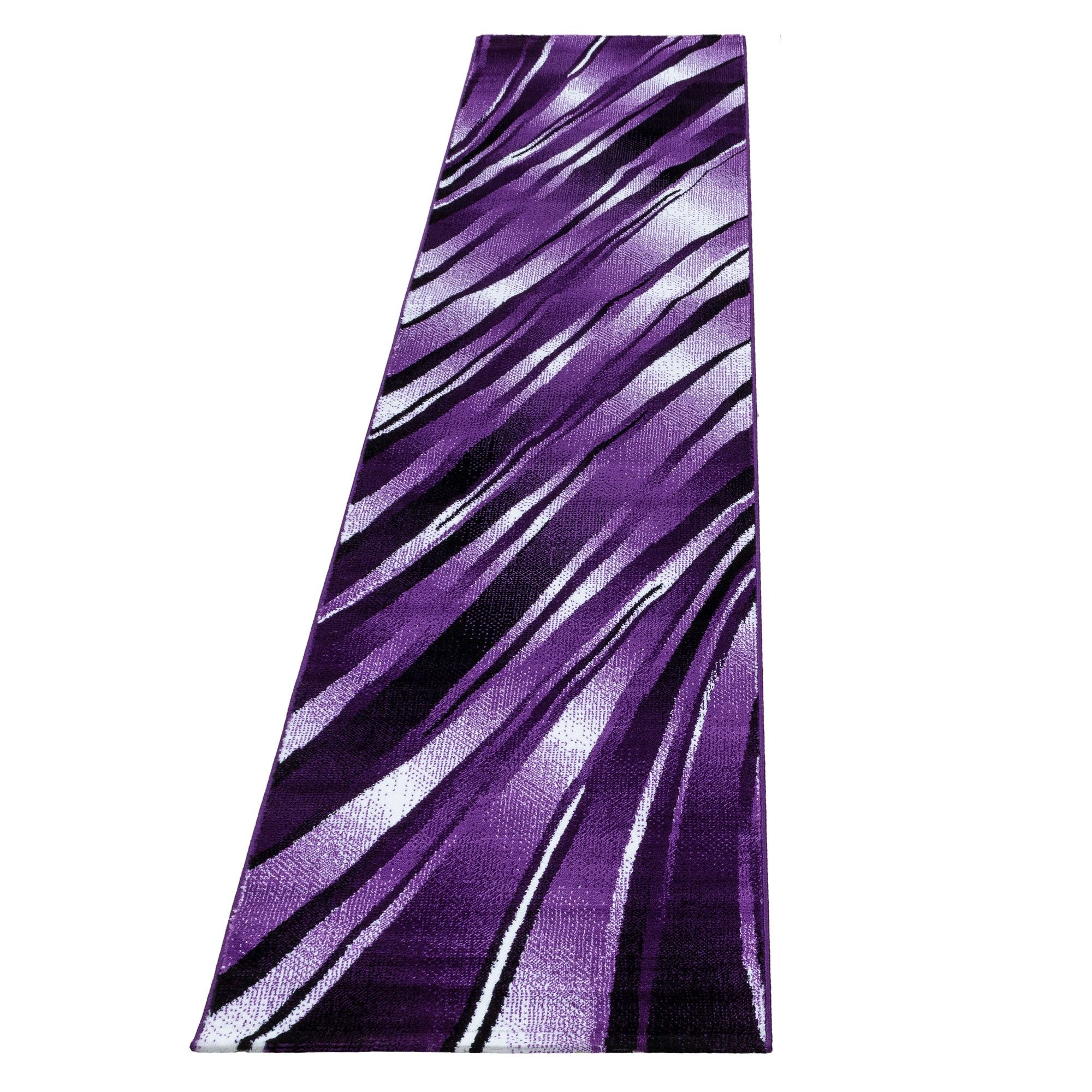 Kurzflorteppiche, Abstrakt Wellen Design, Farbe Violett, Teppich für Wohnzimmer, Rücken aus Jute