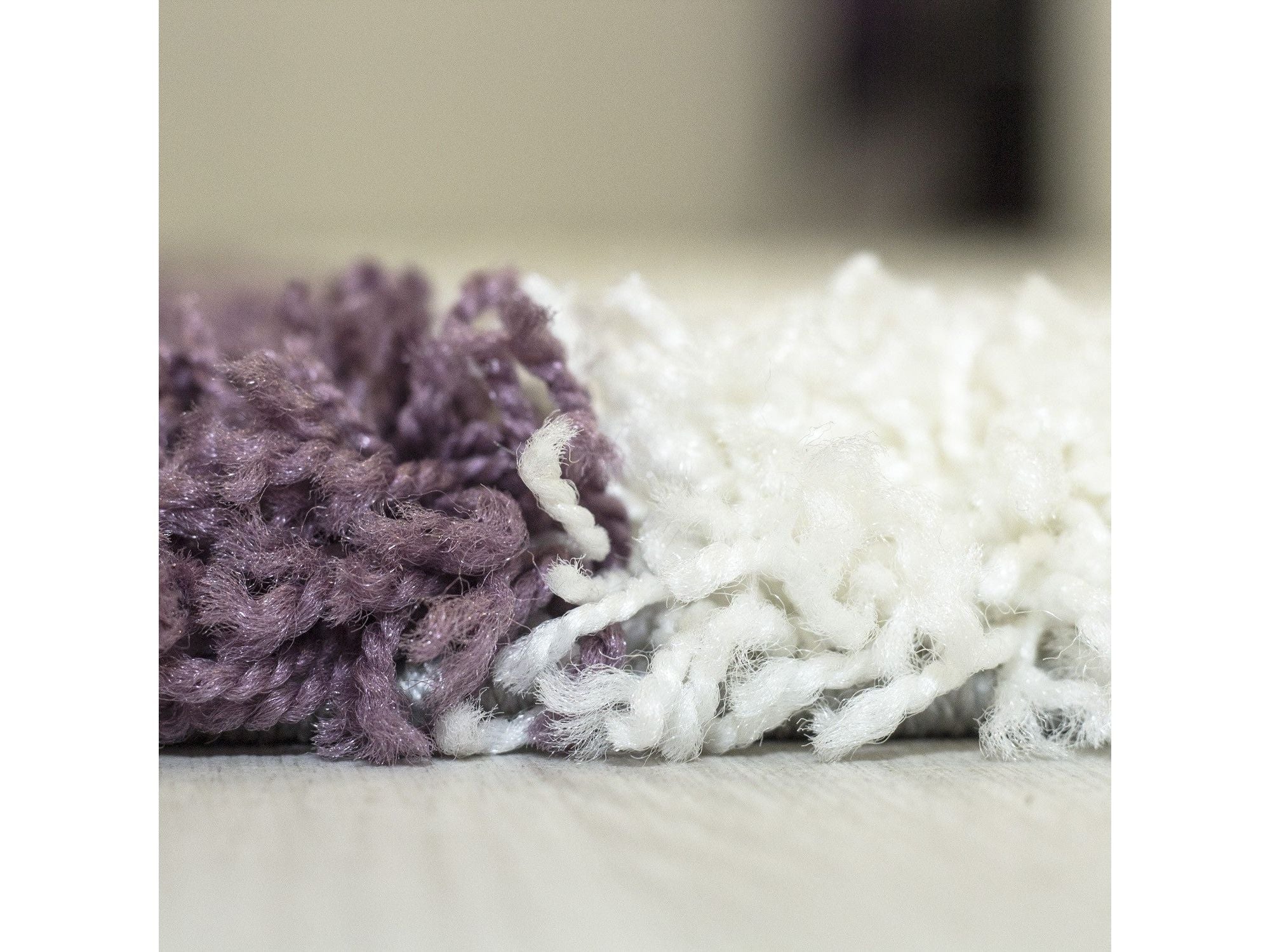 Hochflor Langflor Wohnzimmer Shaggy Teppich Florhöhe 3cm Grau-Weiss-Lila