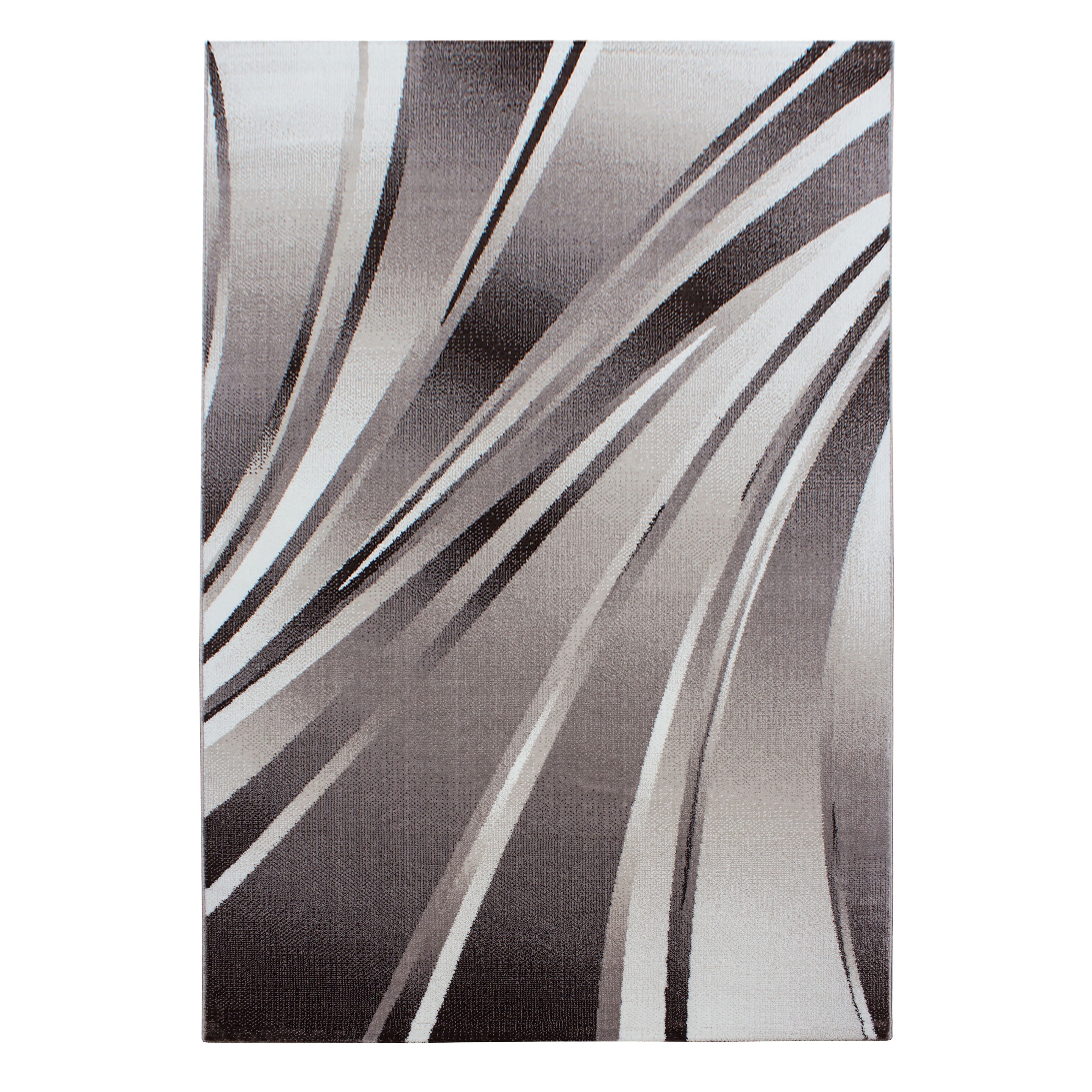Kurzflorteppiche, Abstrakt Wellen Design, Farbe Braun, Teppich für Wohnzimmer, Rücken aus Jute