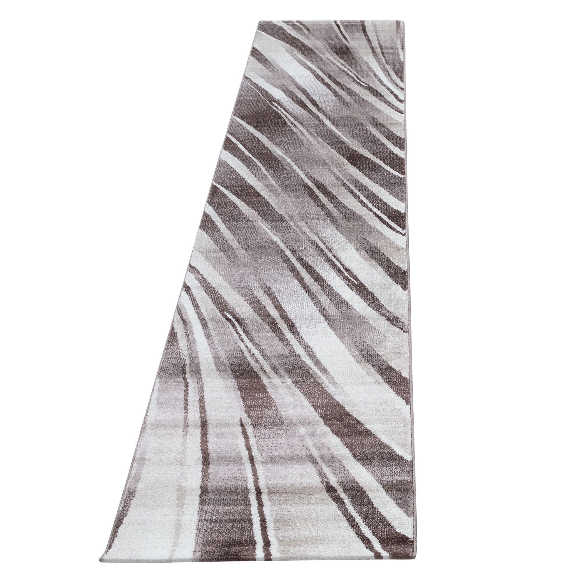 Kurzflorteppiche, Abstrakt Wellen Design, Farbe Braun, Teppich für Wohnzimmer, Rücken aus Jute
