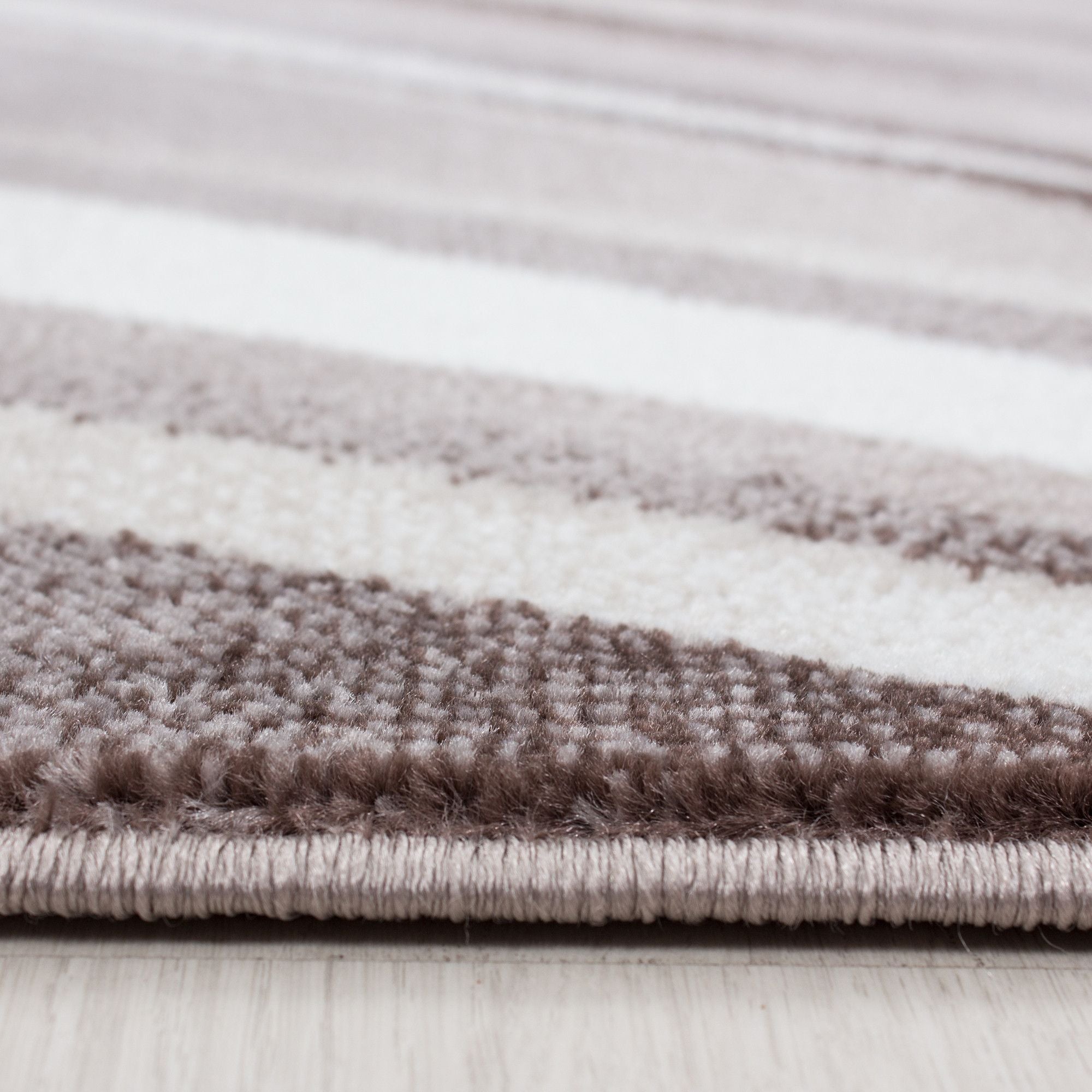 Kurzflorteppiche, Abstrakt Wellen Design, Farbe Braun, Teppich für Wohnzimmer, Rücken aus Jute