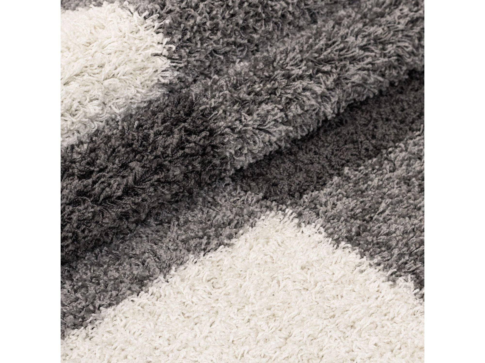 Hochflor Langflor Wohnzimmer Shaggy Teppich Florhöhe 3cm Grau-Weiss-Hellgrau
