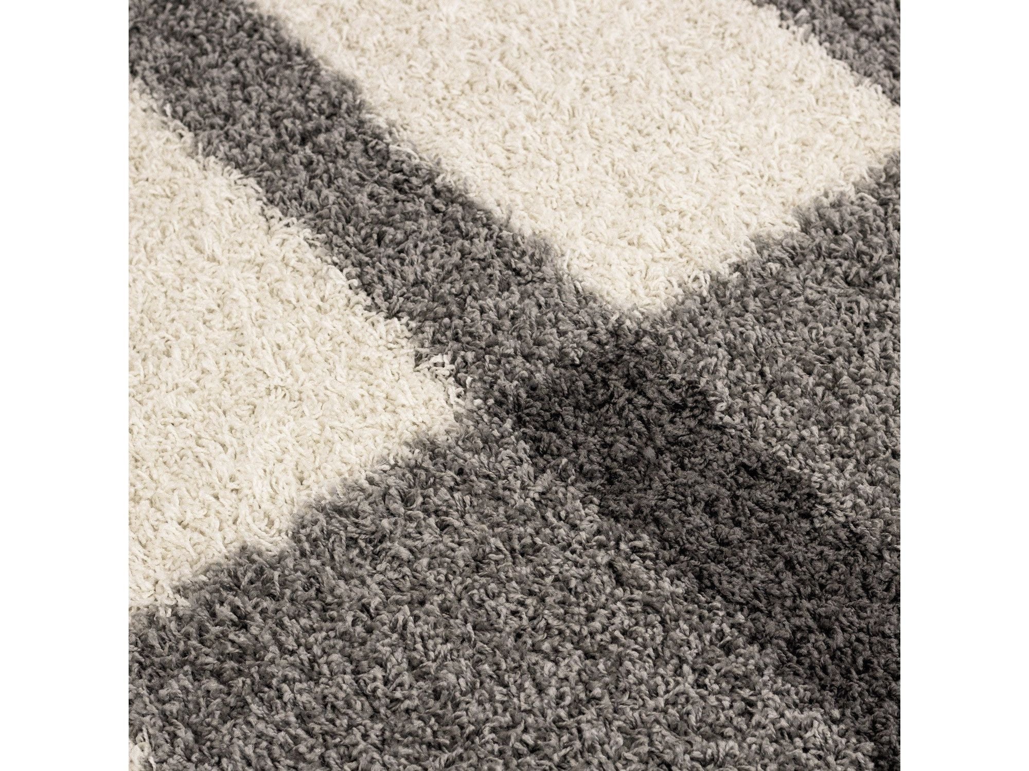 Hochflor Langflor Wohnzimmer Shaggy Teppich Florhöhe 3cm Grau-Weiss-Hellgrau