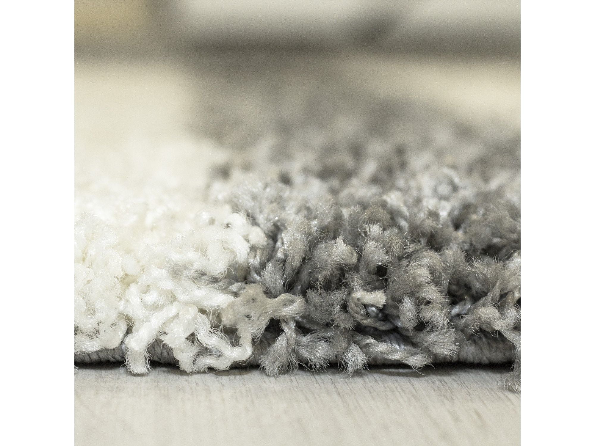 Hochflor Langflor Wohnzimmer Shaggy Teppich Florhöhe 3cm Grau-Weiss-Hellgrau