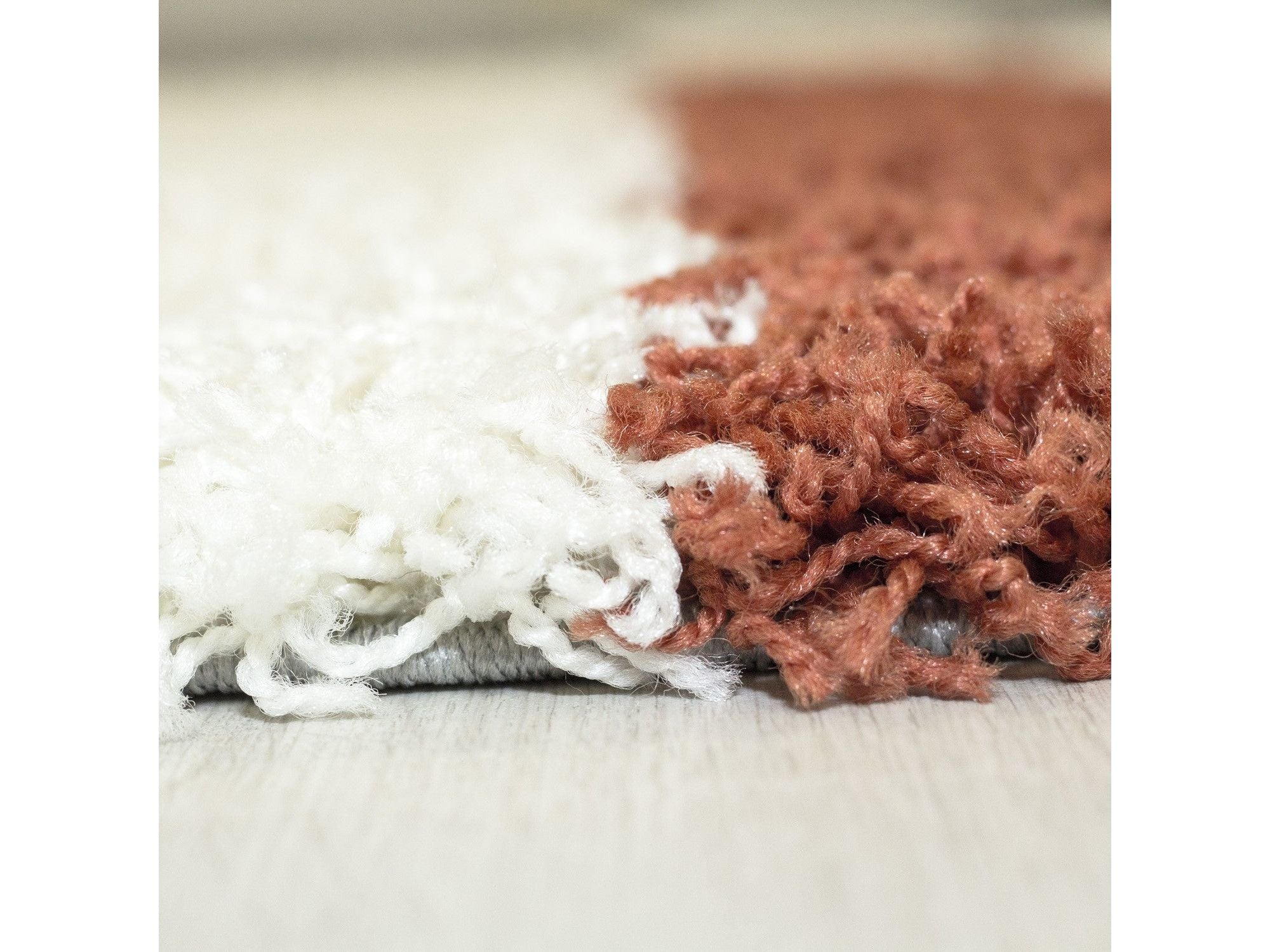 Hochflor Langflor Wohnzimmer Shaggy Teppich Florhöhe 3cm Grau-Weiss-Terrakotta