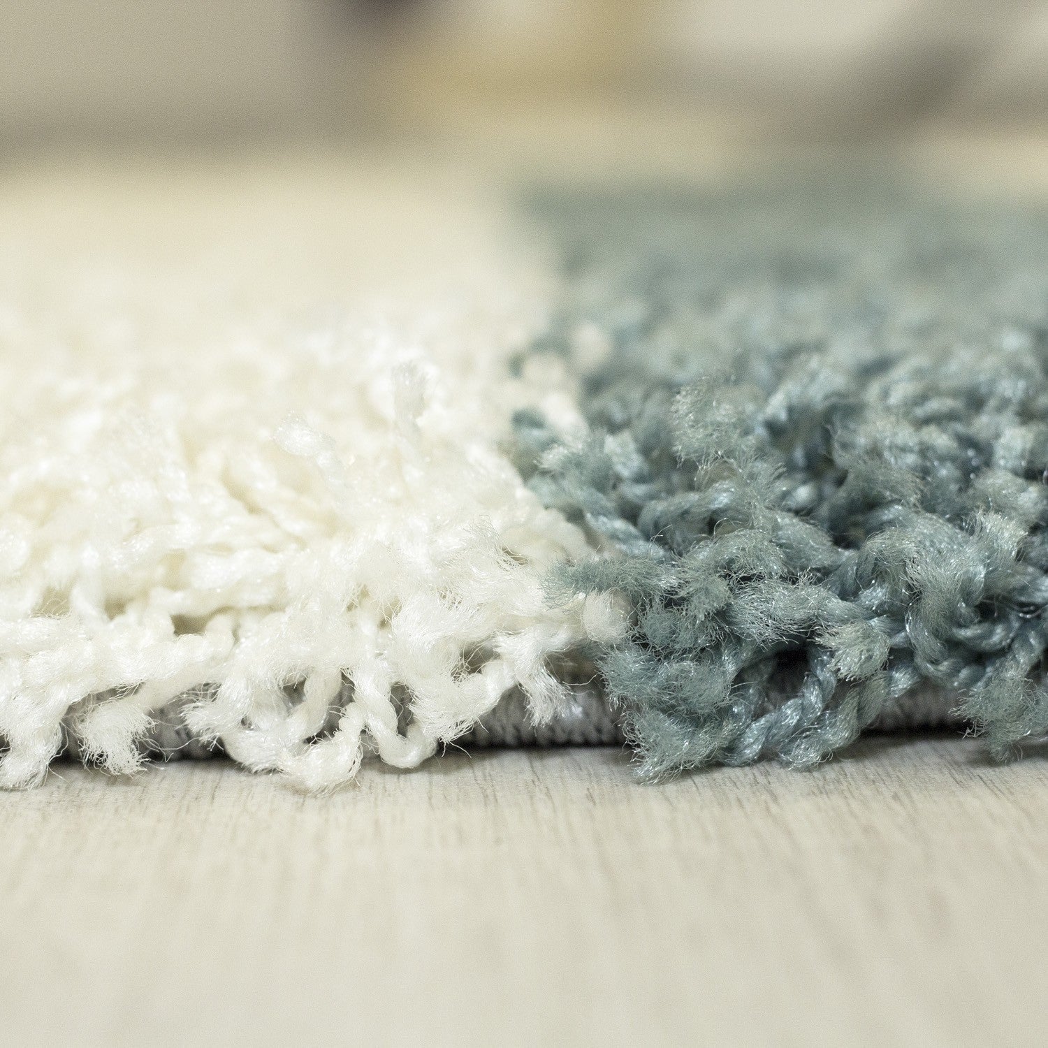 Hochflor Langflor Wohnzimmer Shaggy Teppich Florhöhe 3cm Grau-Weiss-Türkis