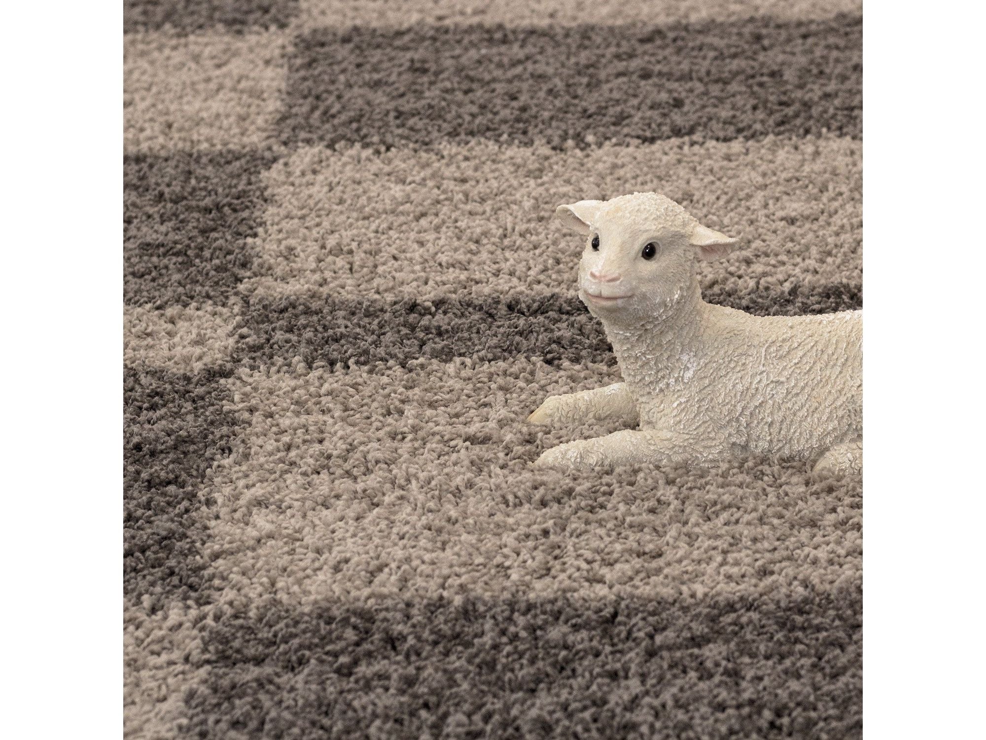 Hochflor Langflor Wohnzimmer günstig Shaggy Teppich Florhöhe 3cm Taupe-Beige