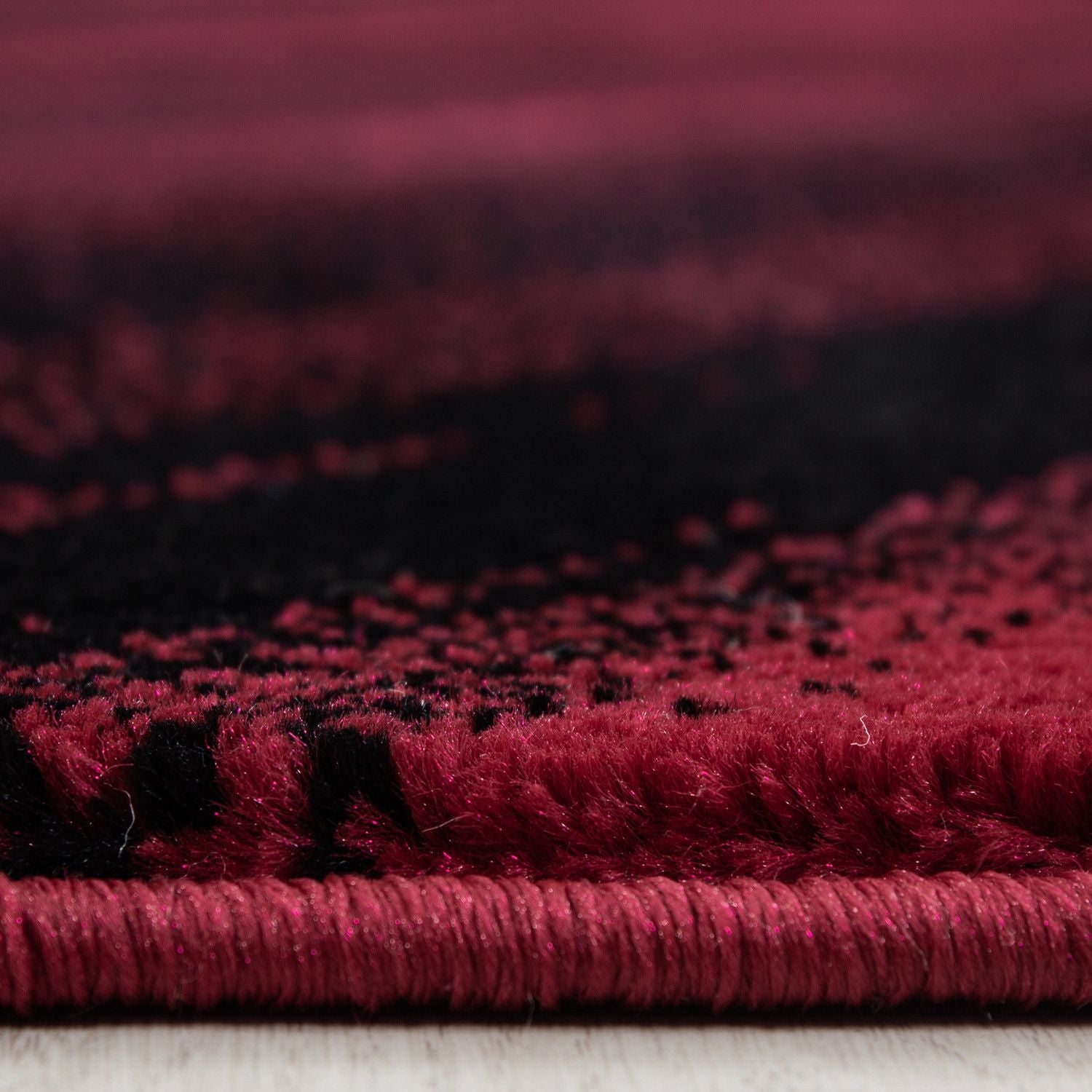 Kurzflorteppiche, Abstrakt Wellen Design, Farbe Rot, Teppich für Wohnzimmer, Rücken aus Jute