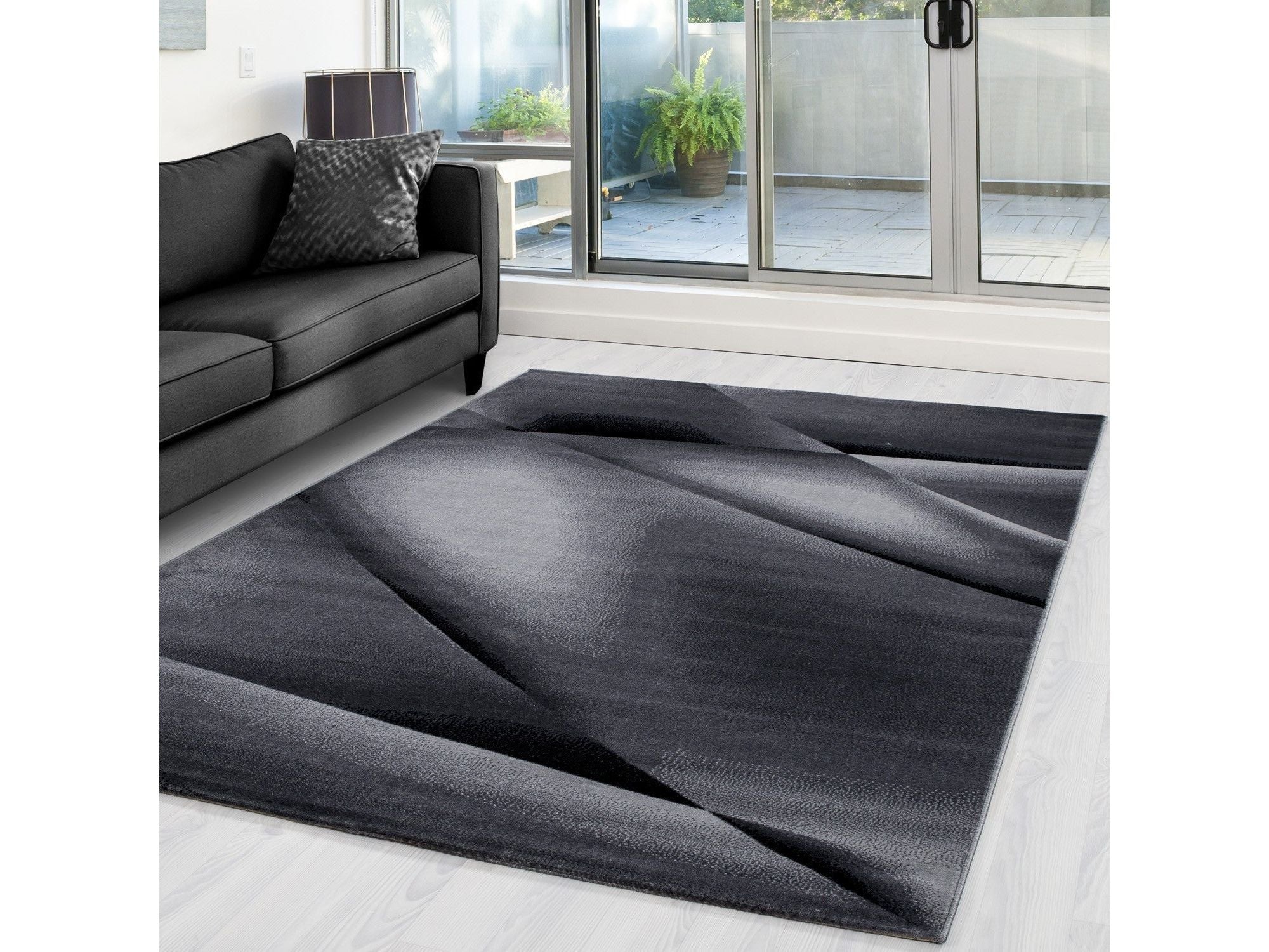 Moderner Designer Wohnzimmer Teppich Miami 6590 Schwarz
