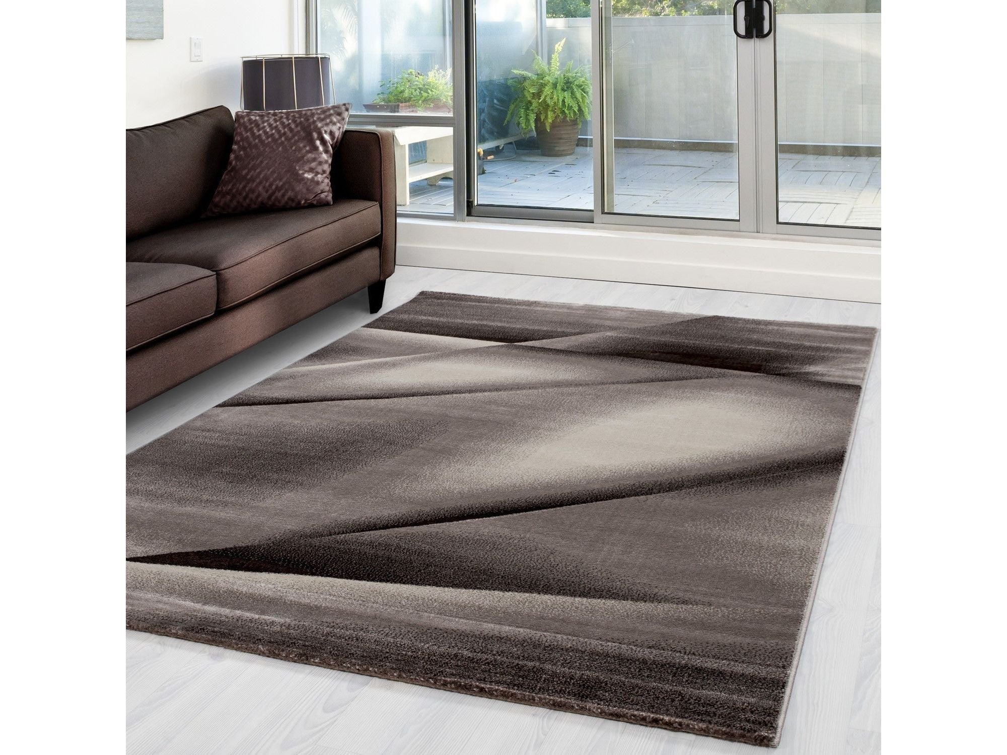 Moderner Designer Wohnzimmer Teppich Miami 6590 Braun