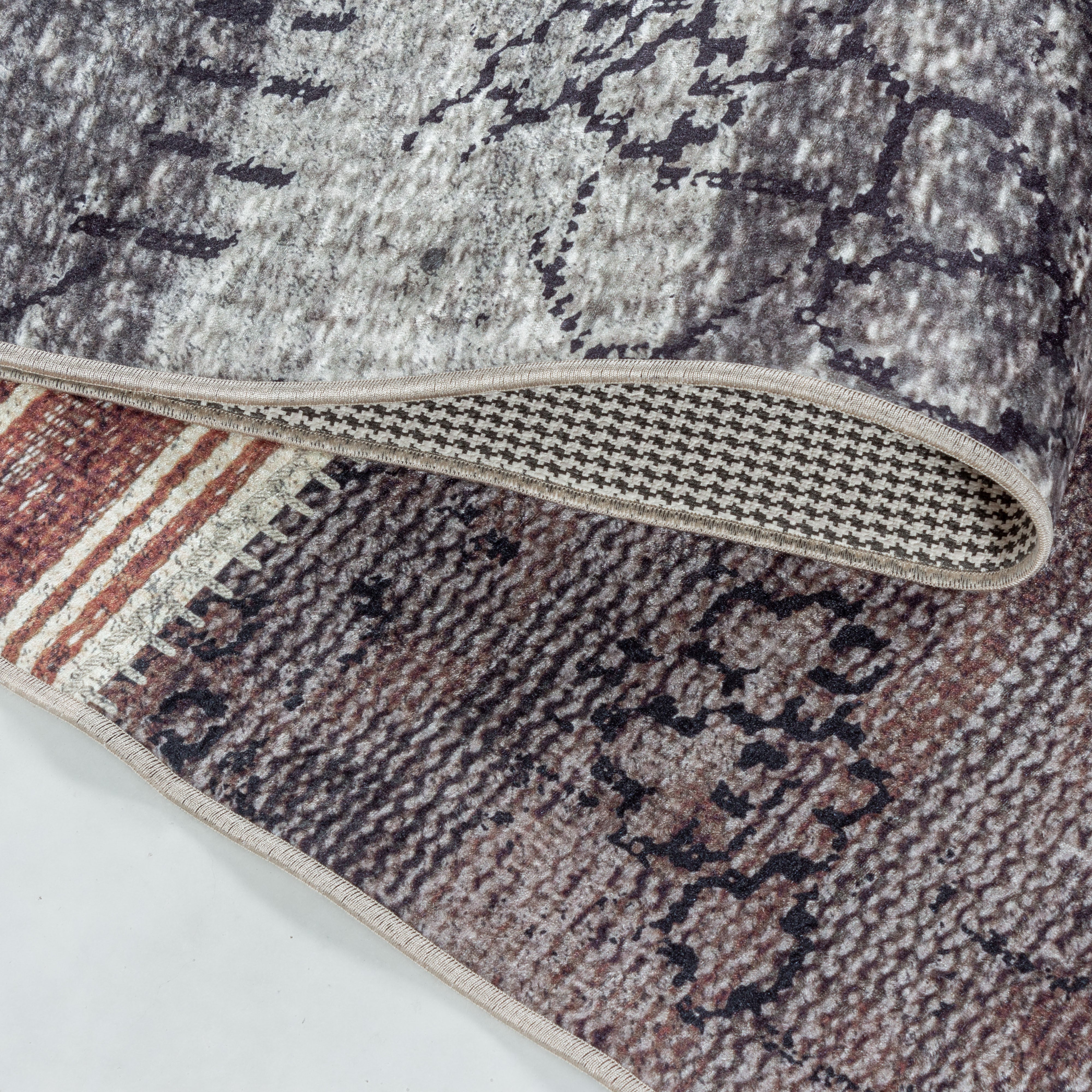 Waschbarer Teppich, Patchwork Design, Farbe Multi, Teppich für Wohnzimmer, Rücken aus Canvas