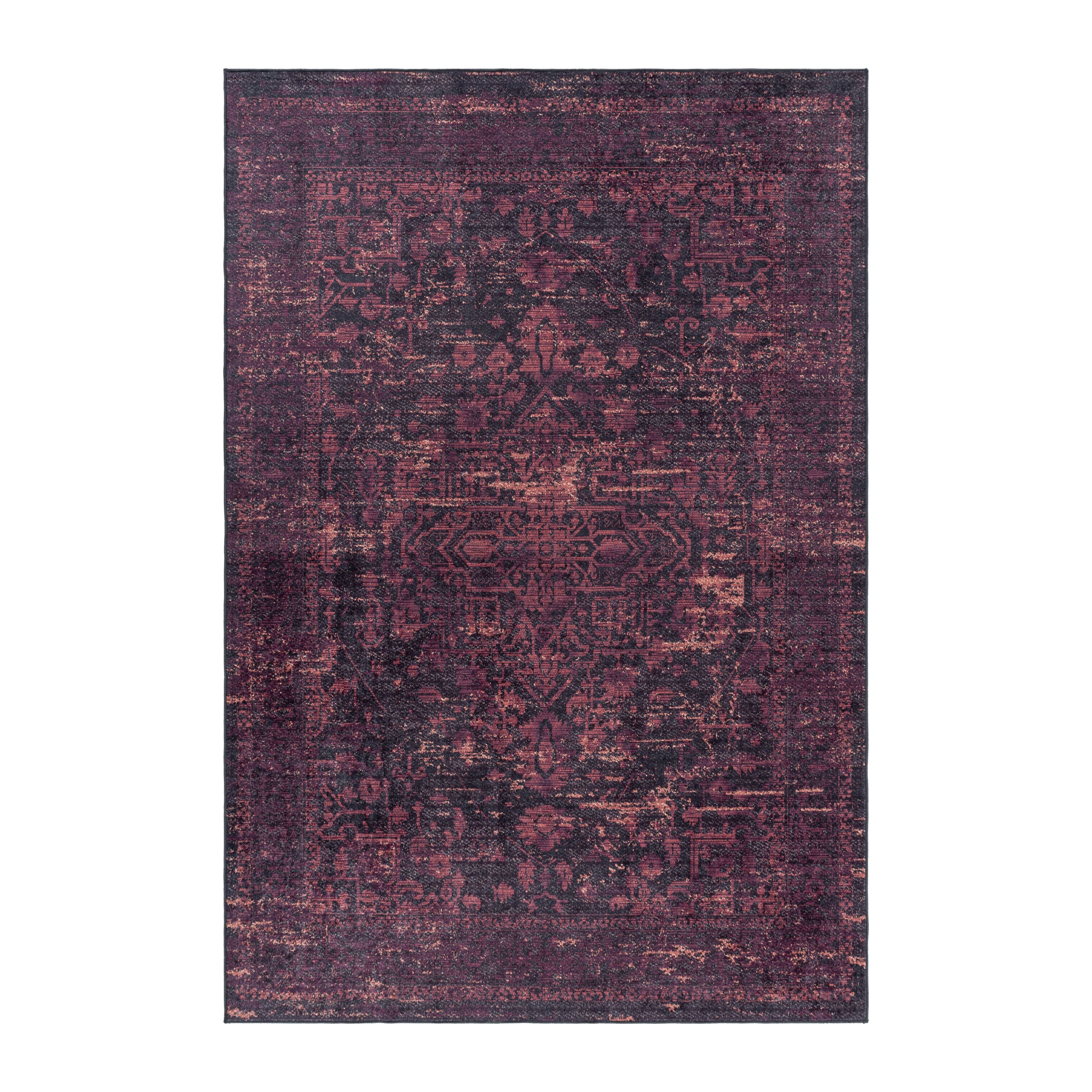 Waschbarer Teppich, Vintage-Stil, Farbe Rot, Teppich für Wohnzimmer, Rücken aus Canvas