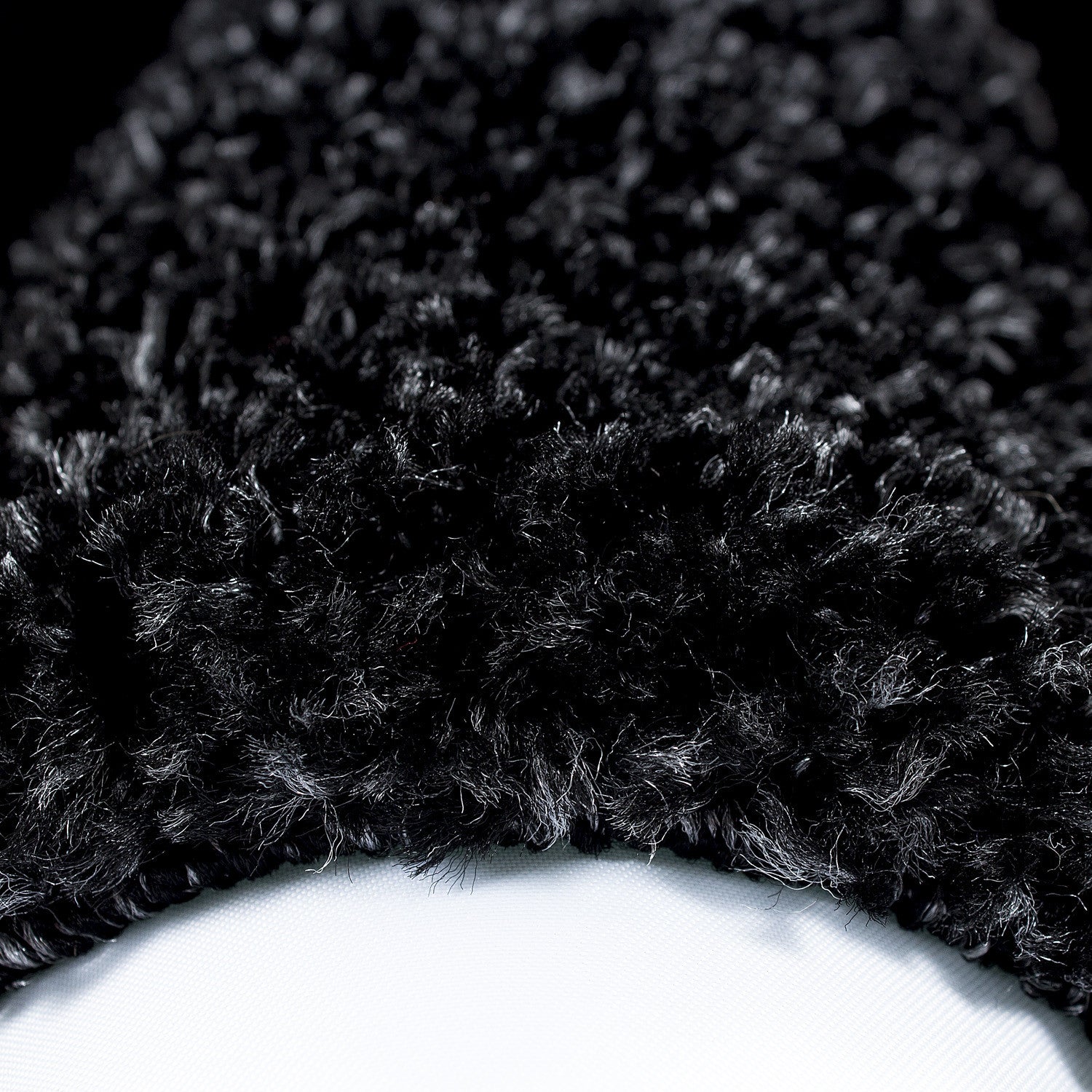 Hochflorteppiche, Bordüre Design, Farbe Anthrazit, Teppich für Wohnzimmer, Rücken aus Jute