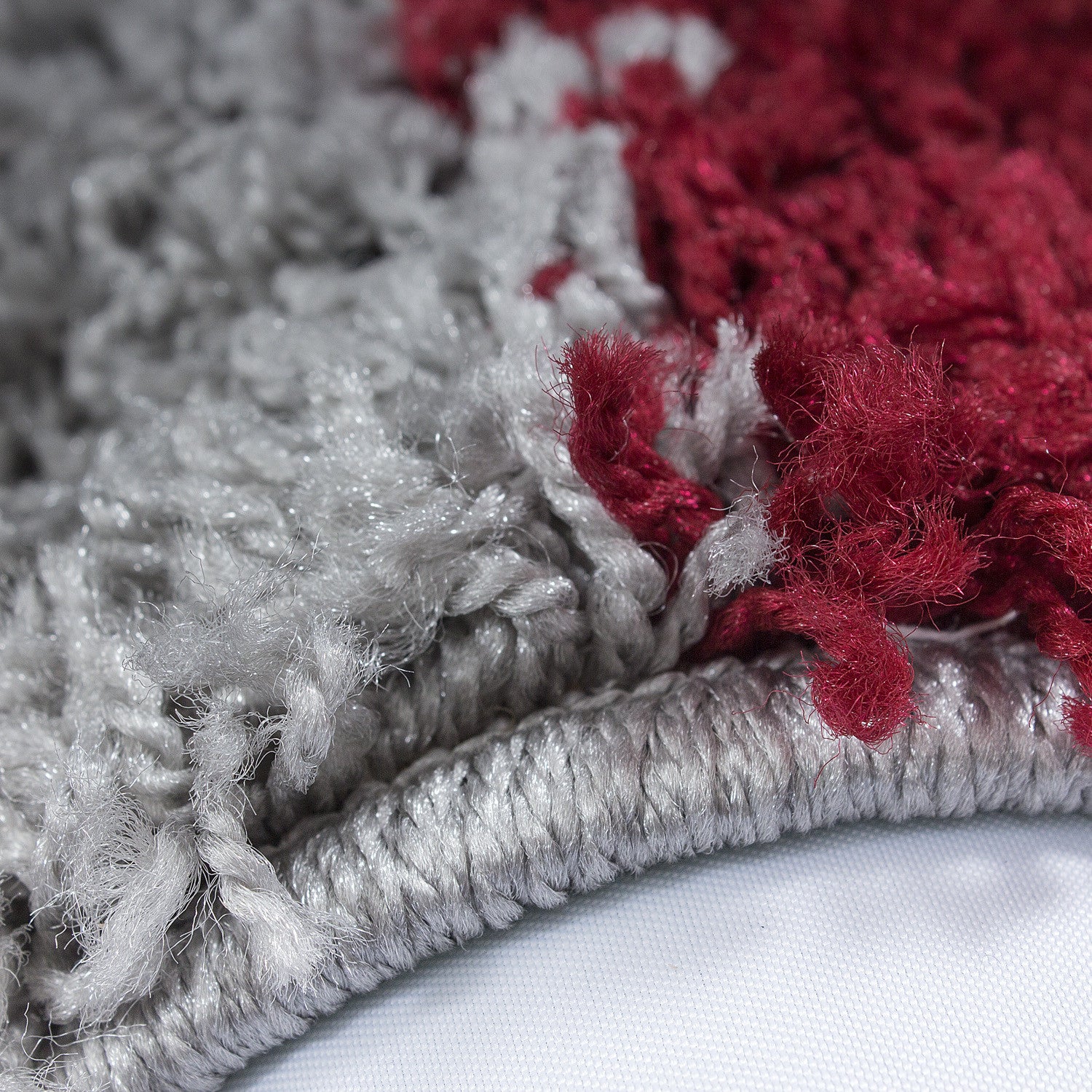 Hochflorteppiche, Kariert Design, Farbe Rot, Teppich für Wohnzimmer, Rücken aus Jute