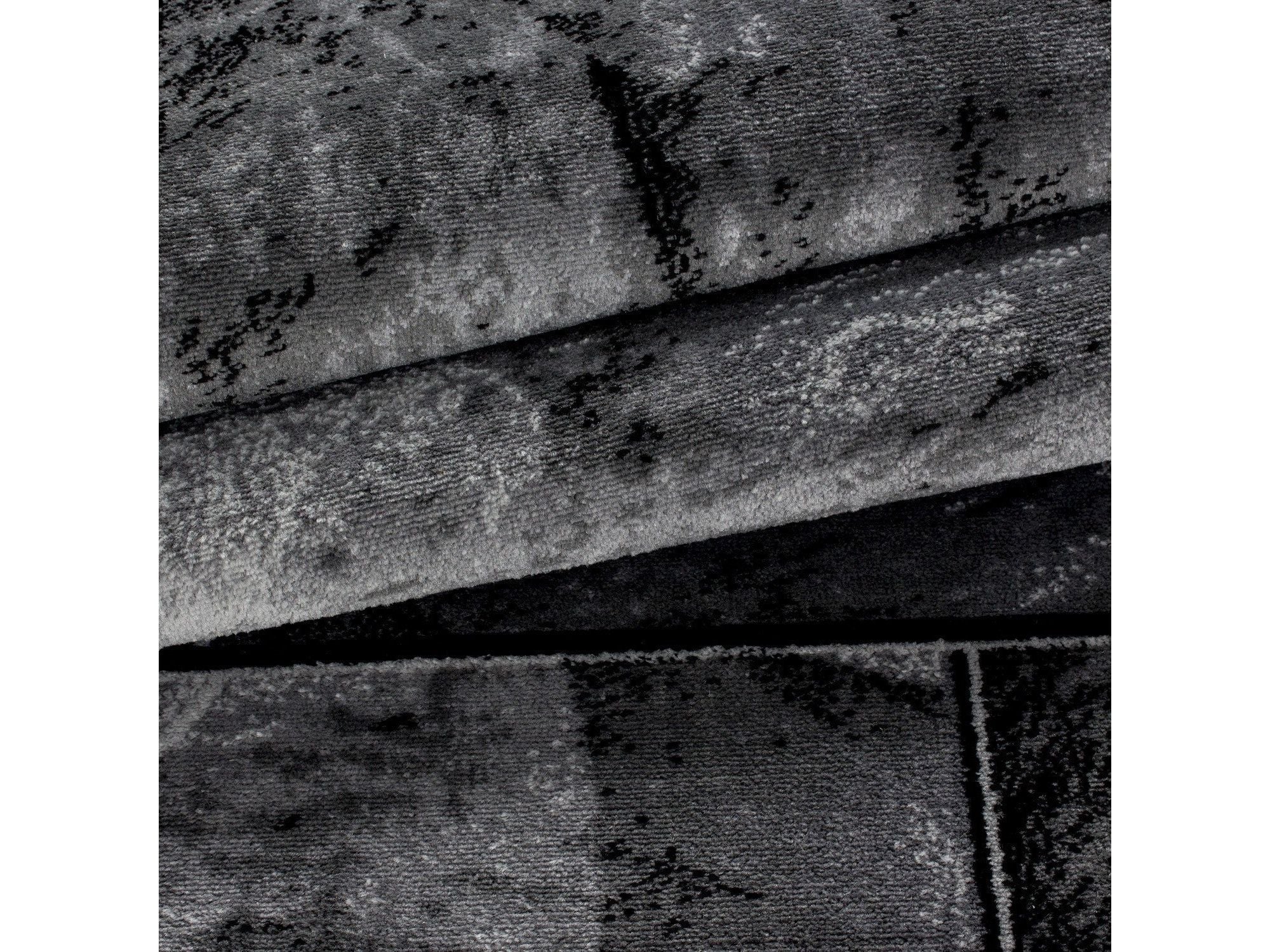 Moderner Designer Wohnzimmer Teppich mit Steinmotiv PARMA 9250 Schwarz-Grau