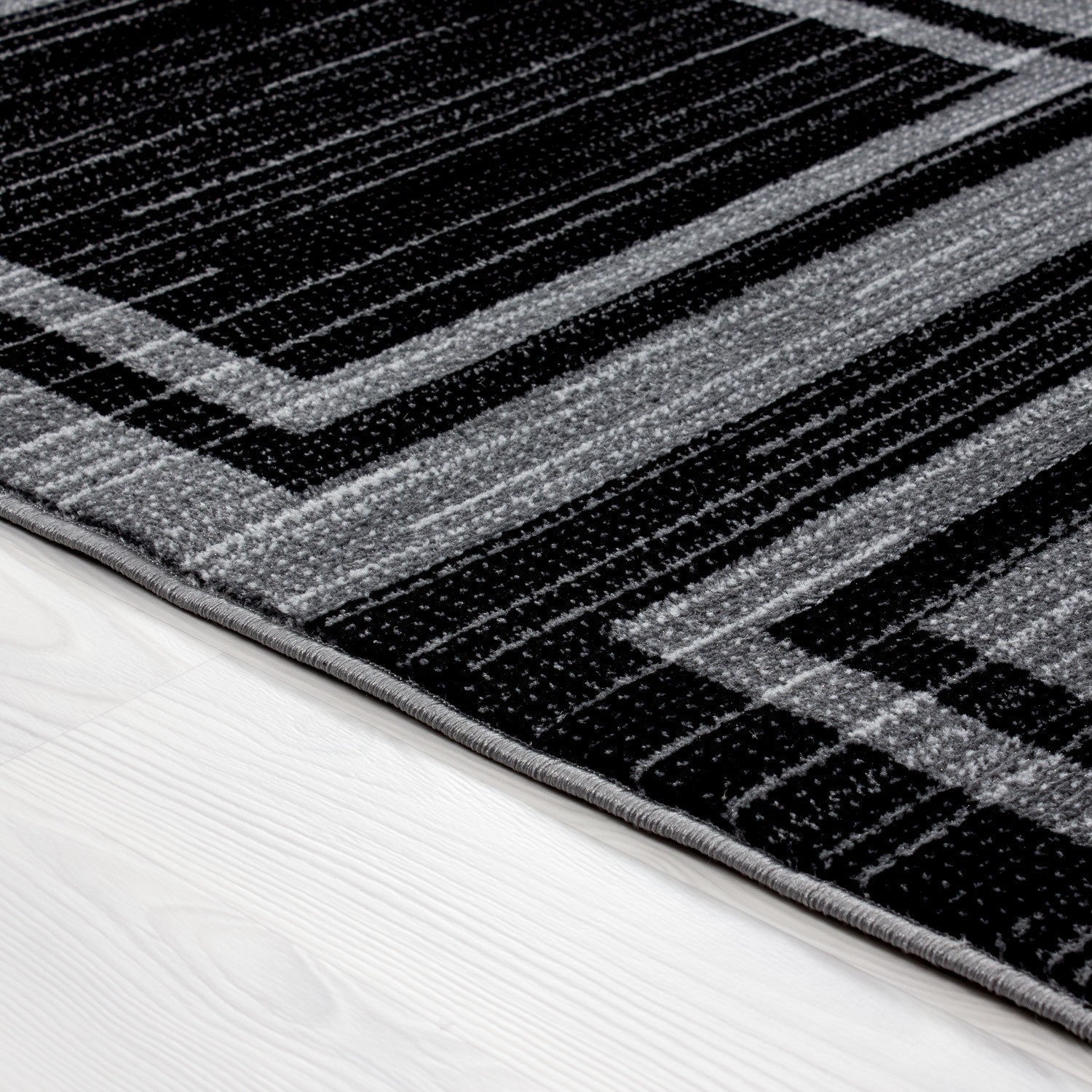 Moderner Designer Wohnzimmer Teppich mit Blockmuster PARMA 9270 Schwarz-Grau