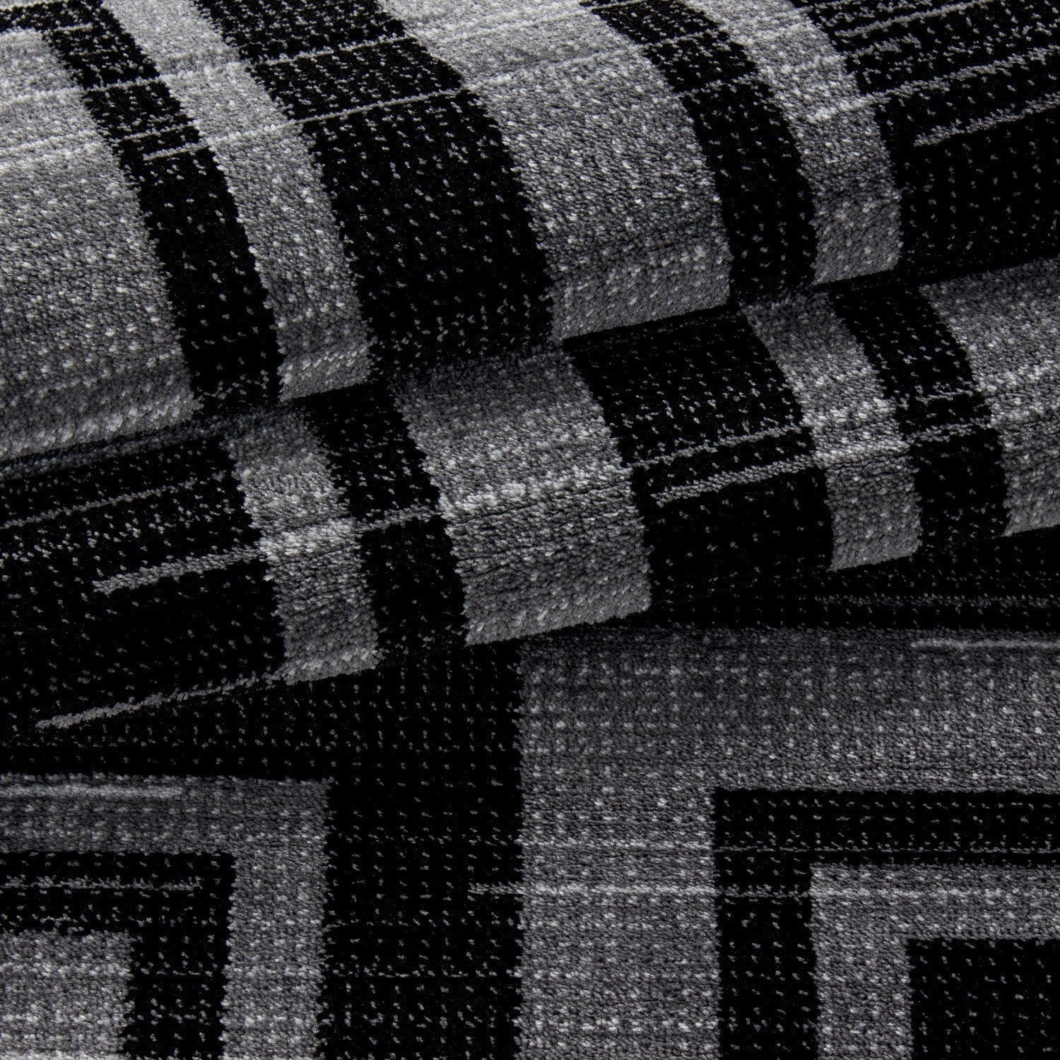 Moderner Designer Wohnzimmer Teppich mit Blockmuster PARMA 9270 Schwarz-Grau