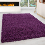 Hochflorteppiche, Unicolor - Einfarbig, Farbe Violett, Teppich für Wohnzimmer, Rücken aus Jute