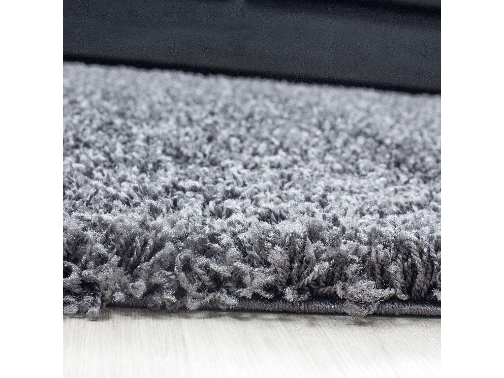 Hochflor Langflor Wohnzimmer DREAM Shaggy Teppich Unifarbe Florhöhe 5cm Grau