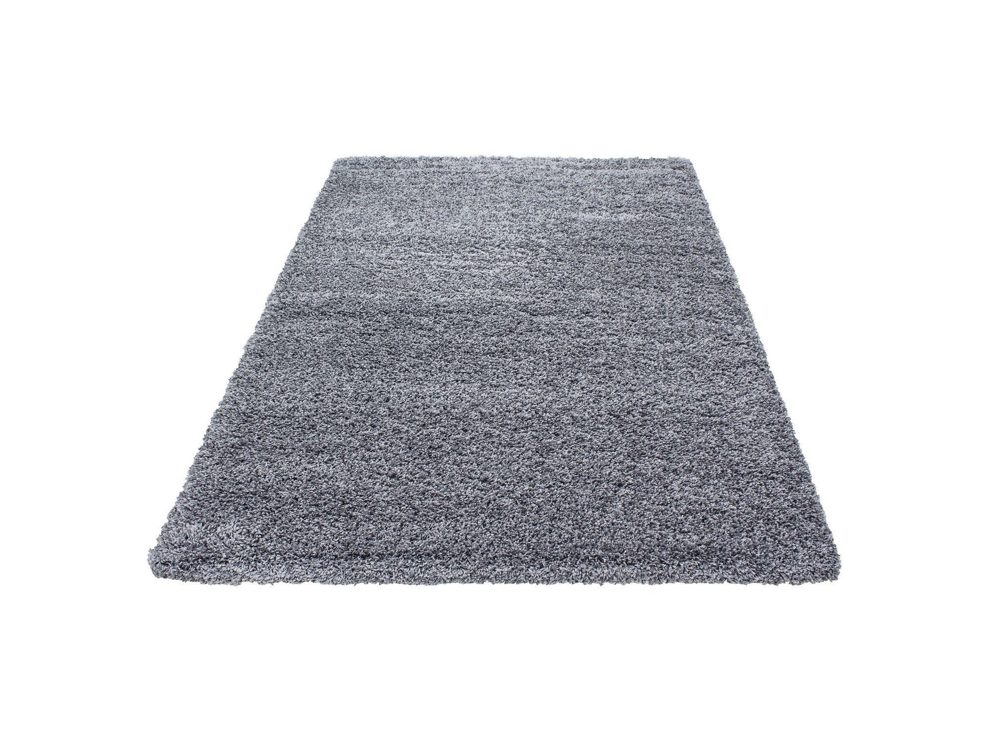Hochflor Langflor Wohnzimmer DREAM Shaggy Teppich Unifarbe Florhöhe 5cm Grau