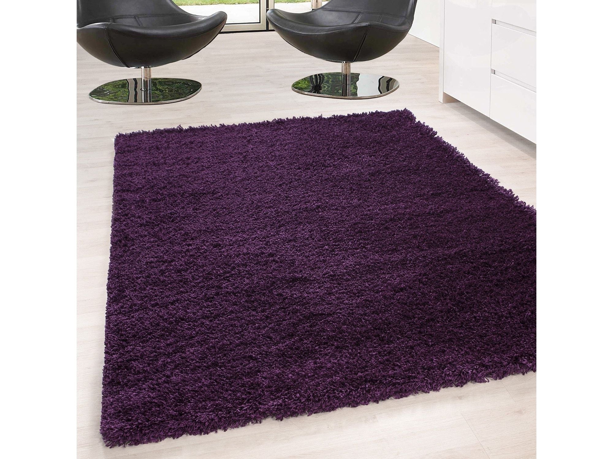 Hochflor Langflor Wohnzimmer DREAM Shaggy Teppich Unifarbe Florhöhe 5cm Lila