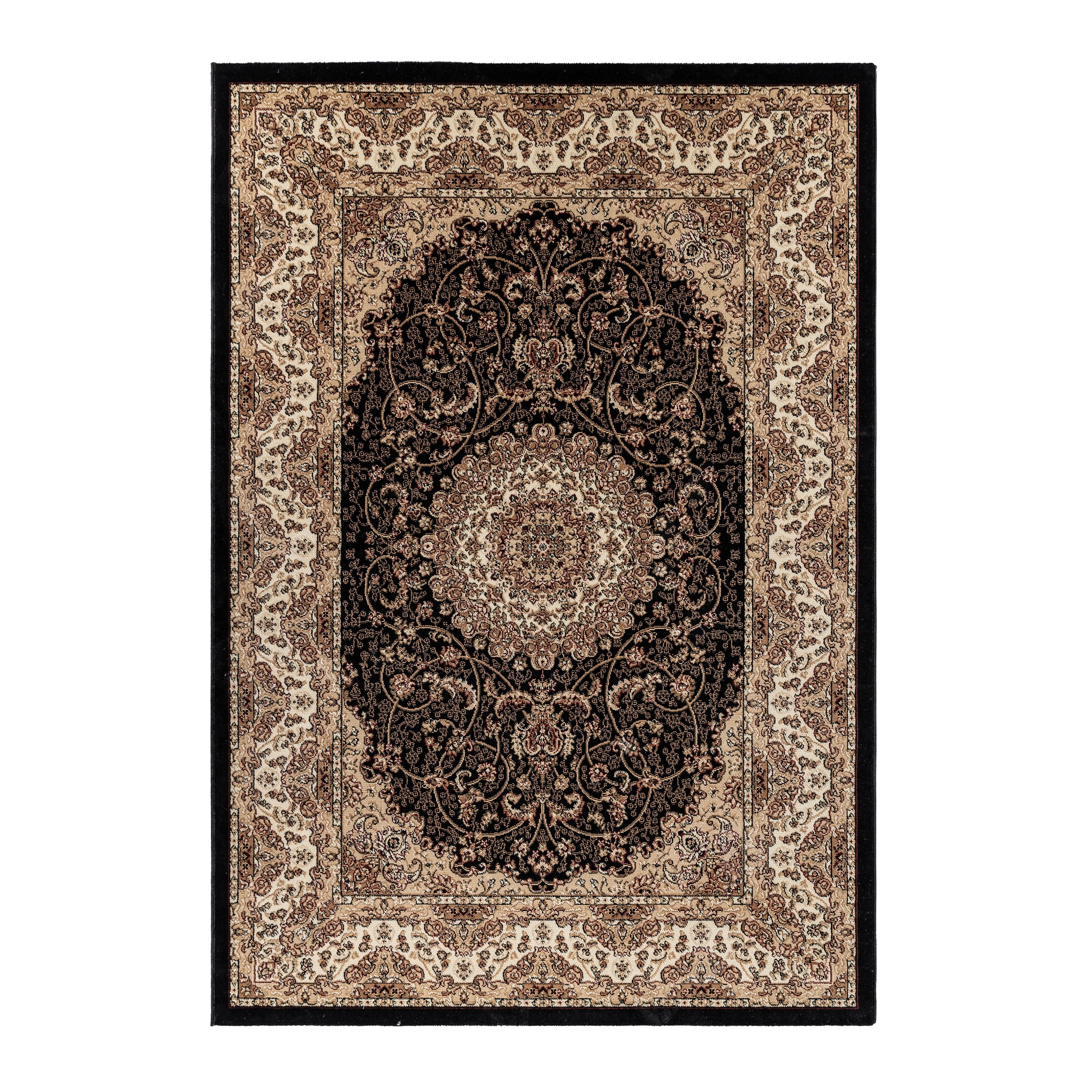 Klassische & Orientteppiche, Orientalisch Design, Farbe Schwarz, Teppich für Wohnzimmer, Rücken aus Jute