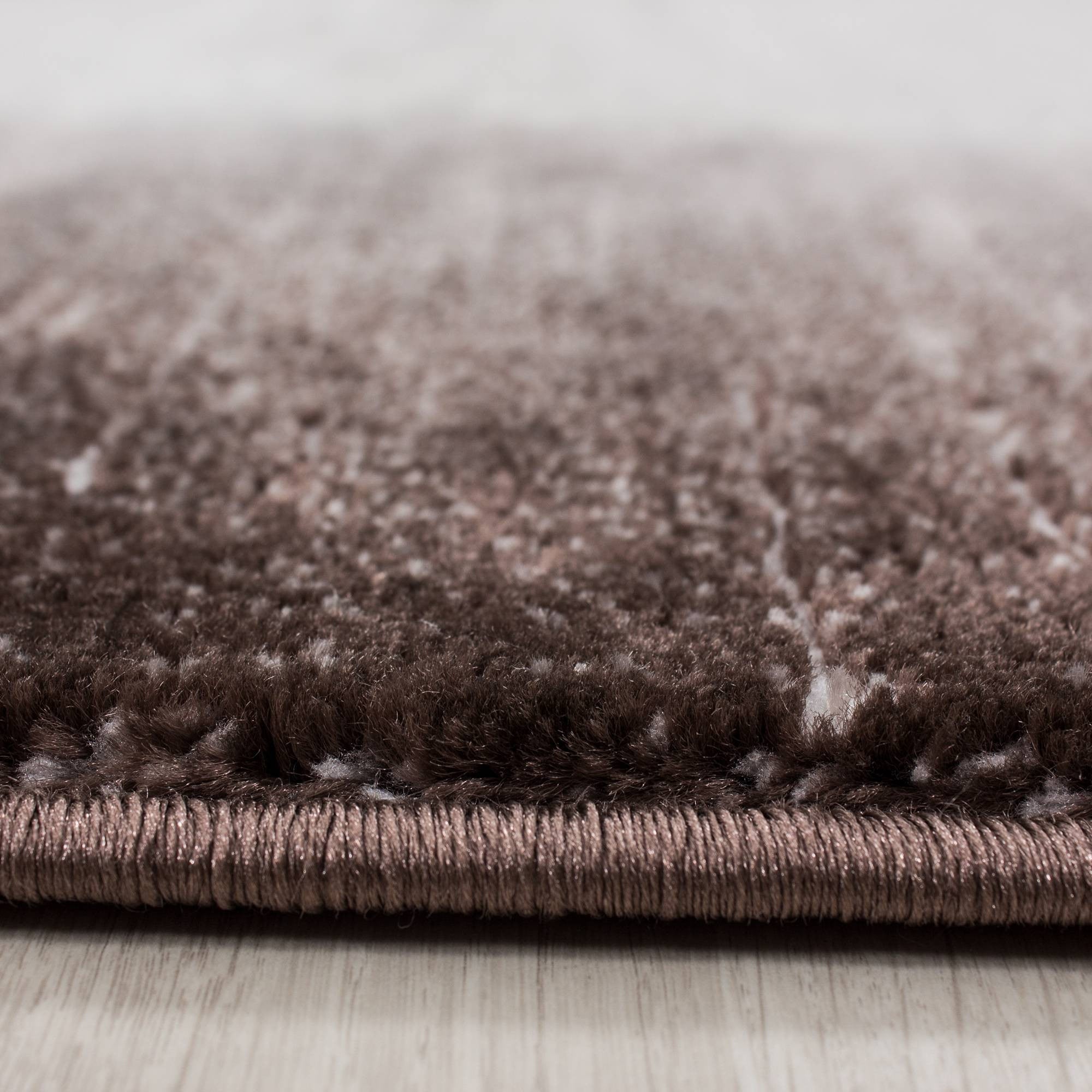 Teppich Modern Designer Wohnzimmer Bordüre Muster Meliert Braun Beige Creme