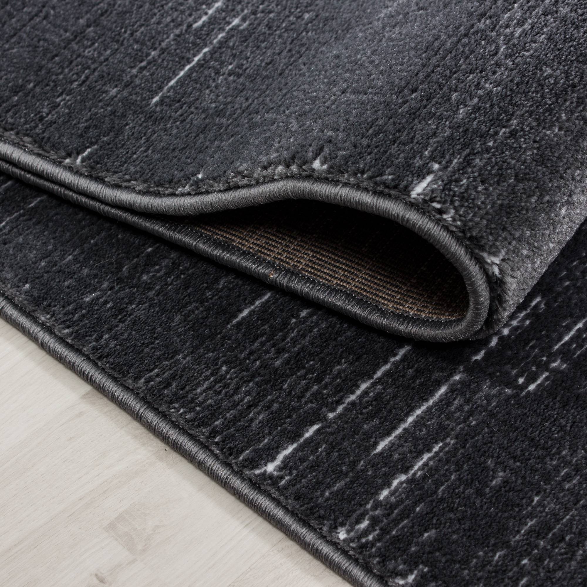 Teppich Modern Designer Wohnzimmer Bordüre Muster Meliert Grau Hellgrau