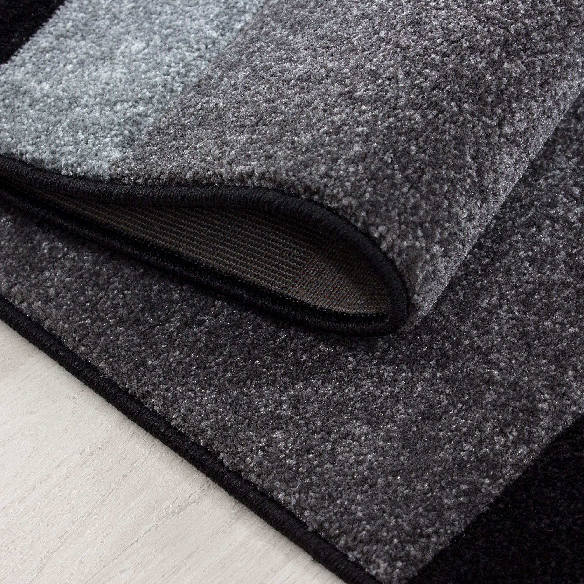 Kurzflorteppiche, Kariert Design, Farbe Grau, Teppich für Wohnzimmer, Rücken aus Jute