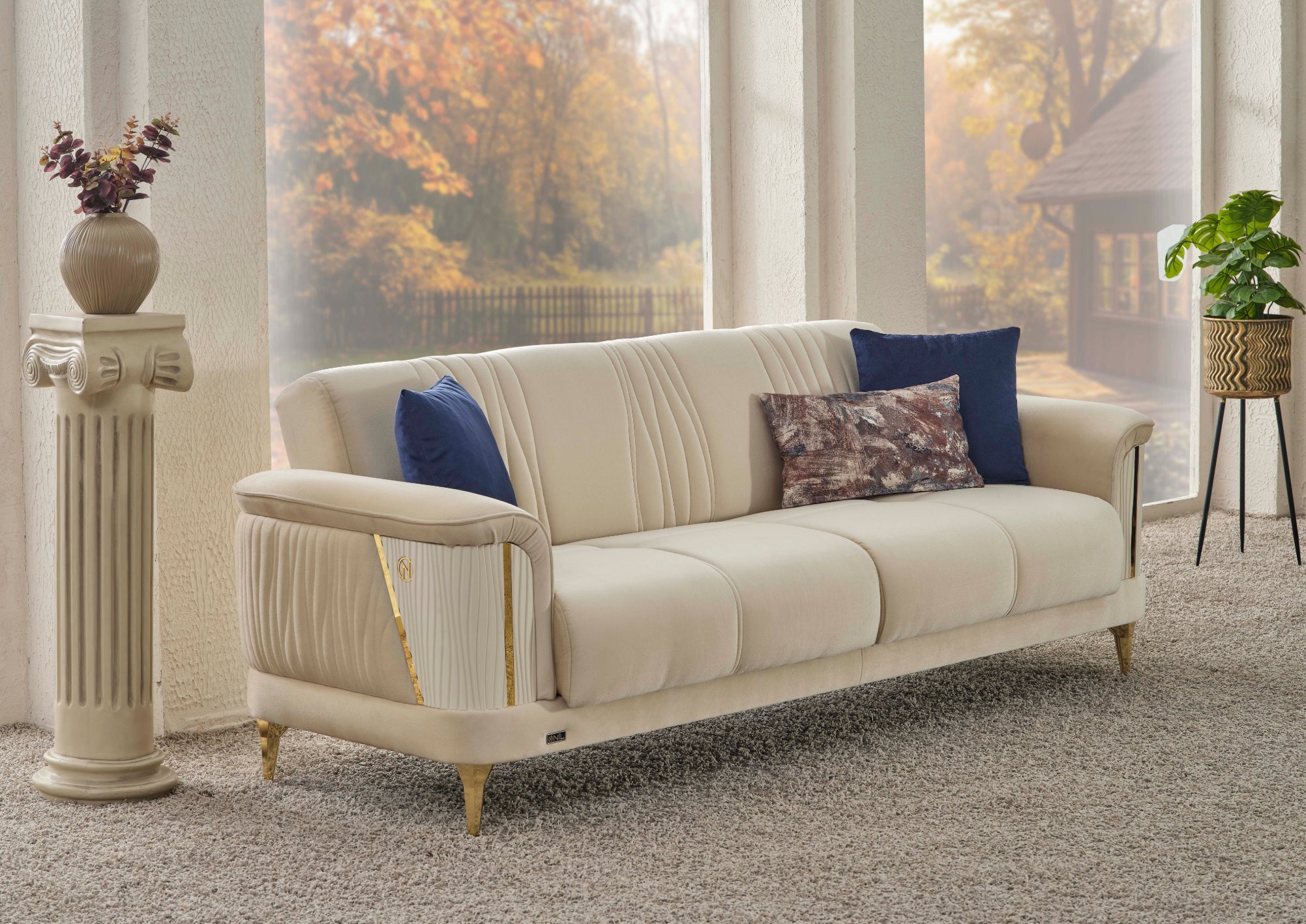 NEVADA Sofagarnitur mit Gold- oder Silberdetails